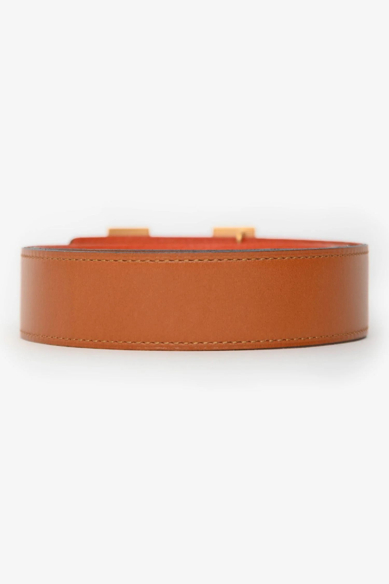 Hermès 2013 Brown/Orange Reversible 'H' Belt Size 85 Gold Hardware - Image 3
