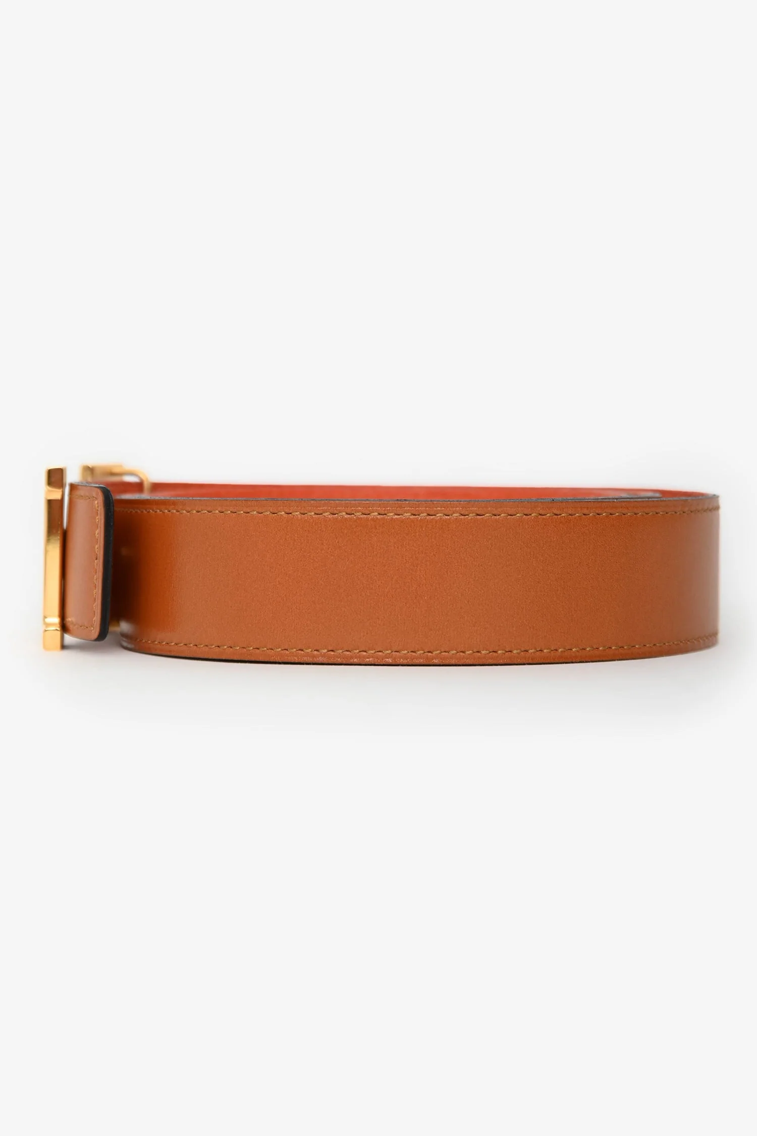 Hermès 2013 Brown/Orange Reversible 'H' Belt Size 85 Gold Hardware - Image 4