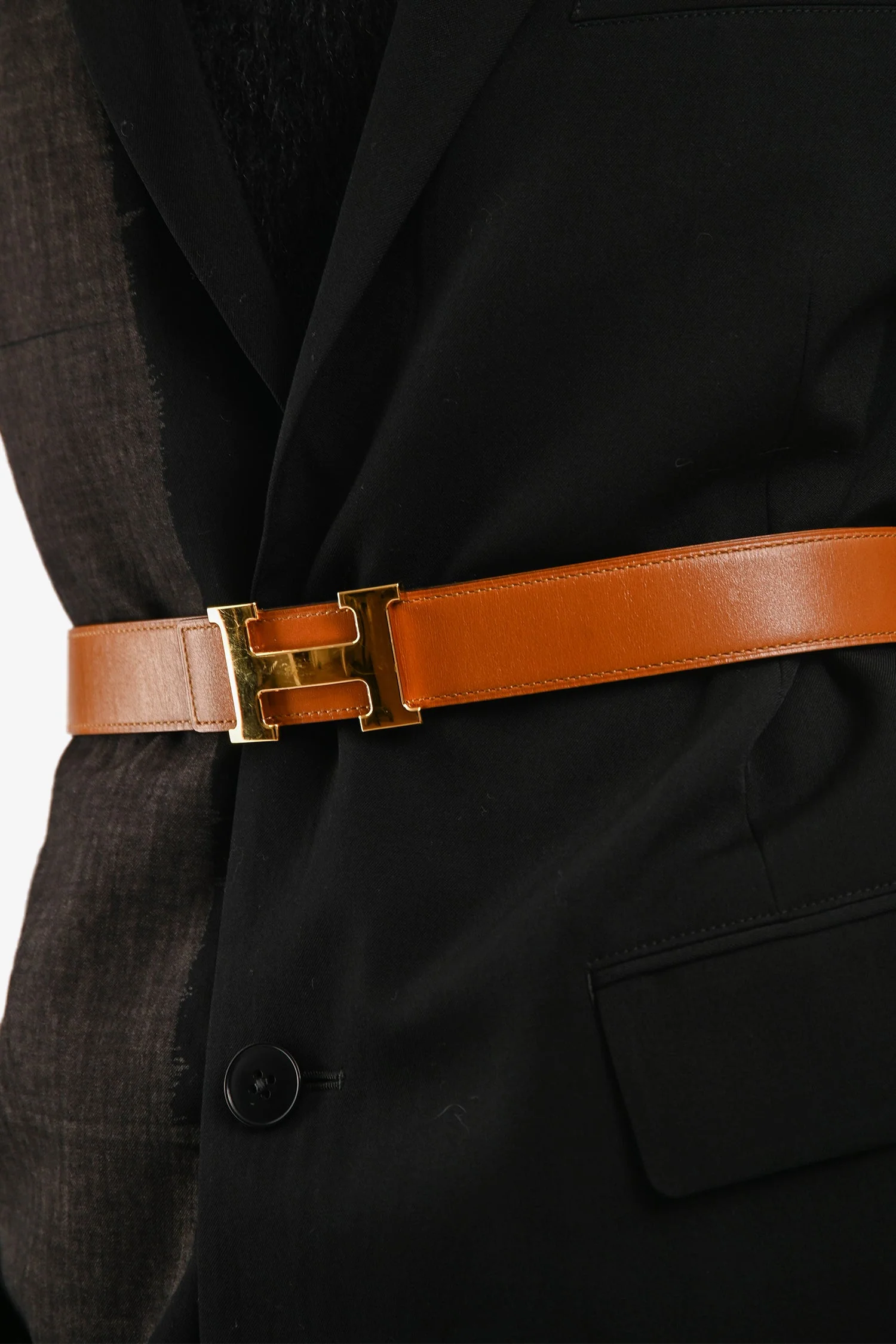 Hermès 2013 Brown/Orange Reversible 'H' Belt Size 85 Gold Hardware - Image 5