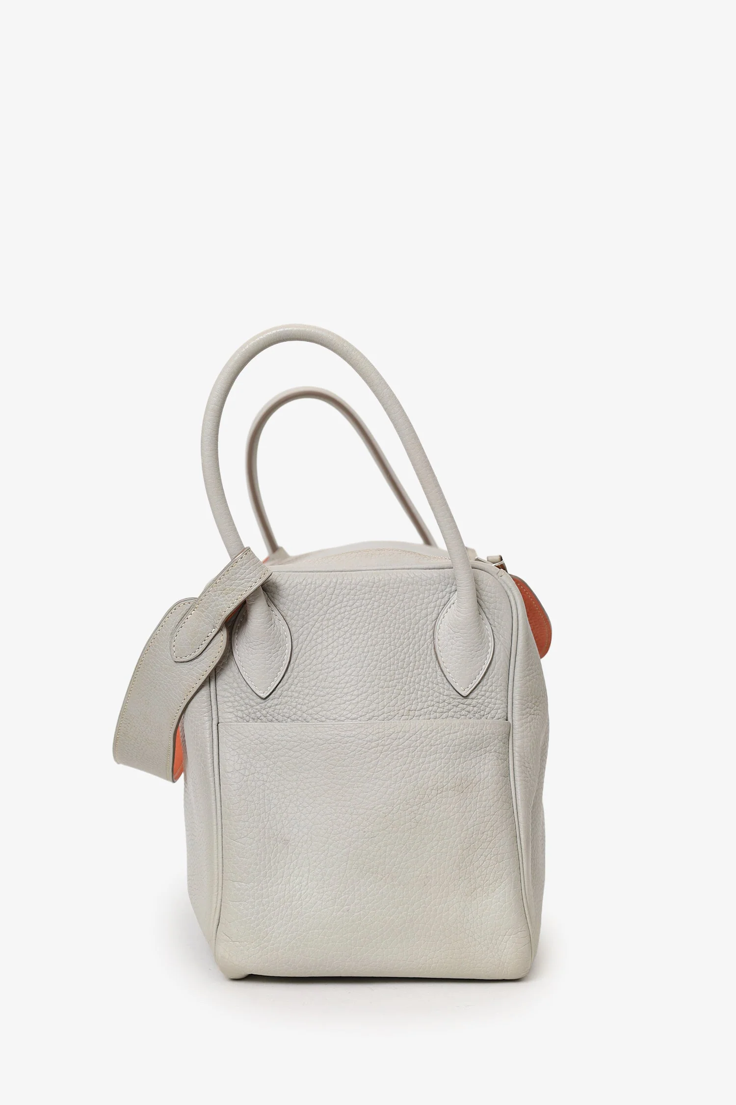 Hermès 2013 Light Grey Clemence Leather Lindy 30 - Image 3