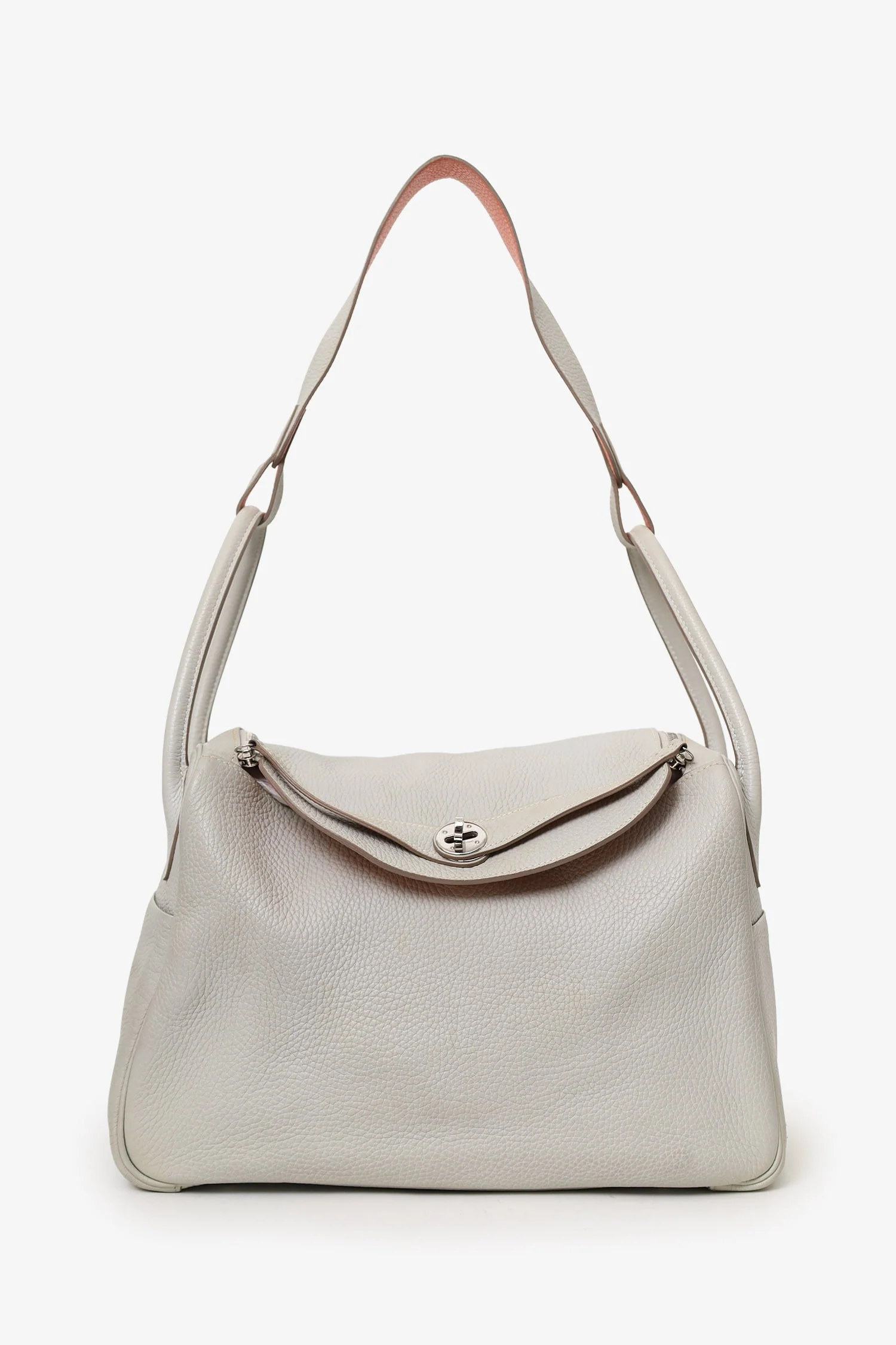 Hermès 2013 Light Grey Clemence Leather Lindy 30 - Image 6