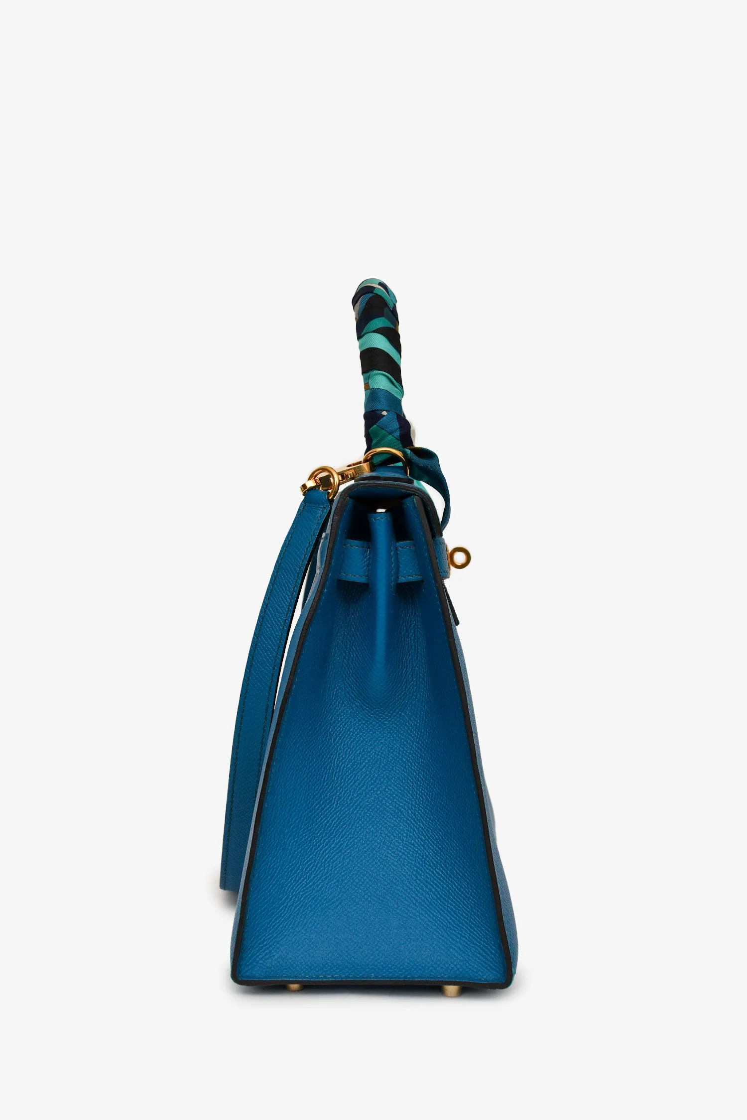 Hermès 2014 Blue Epsom Leather Kelly 28 GHW with Strap (As Is) - Image 7