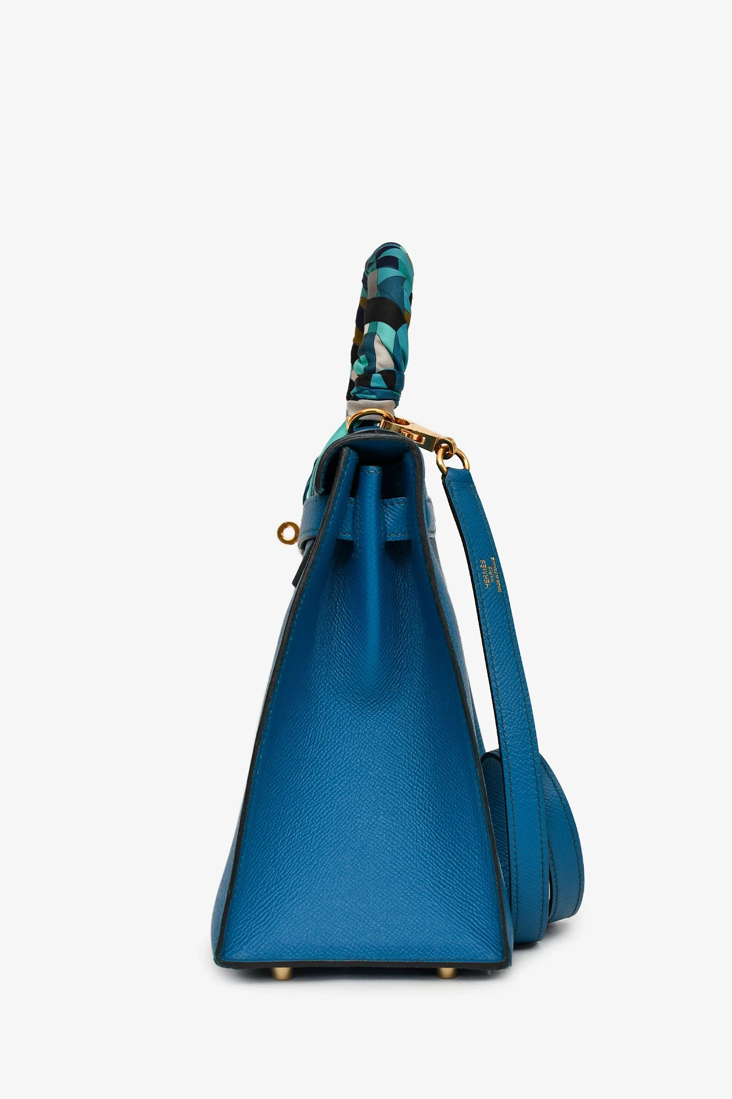 Hermès 2014 Blue Epsom Leather Kelly 28 GHW with Strap (As Is) - Image 8