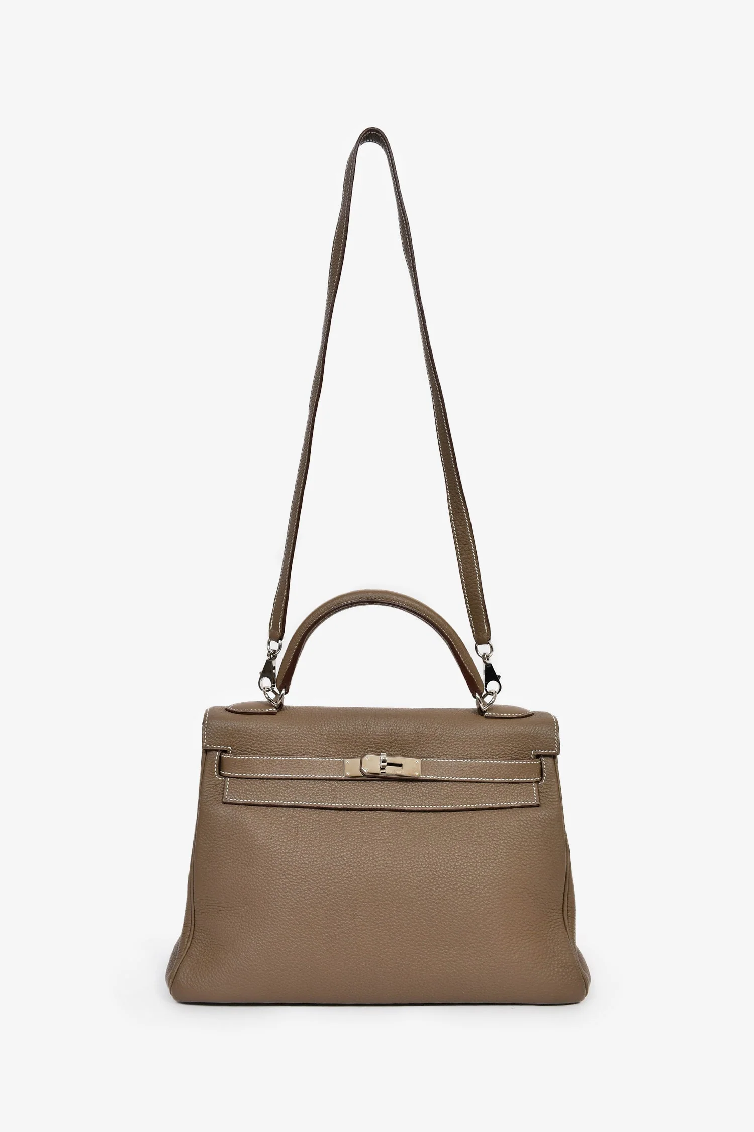 Hermes 2014 Etoupe Clemence Kelly 32 PHW with Strap - Image 7