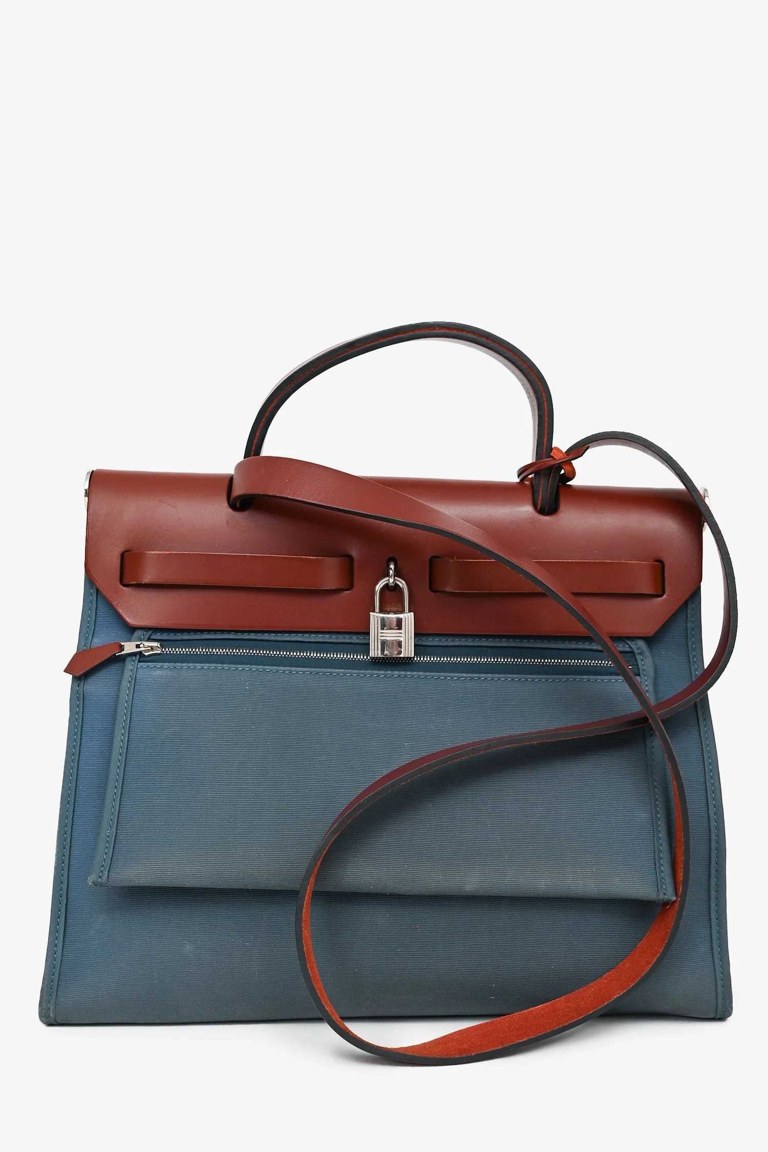 Hermes 2015 Blue/Brown Canvas Herbag 31 with Pouch (As Is) - Image 2