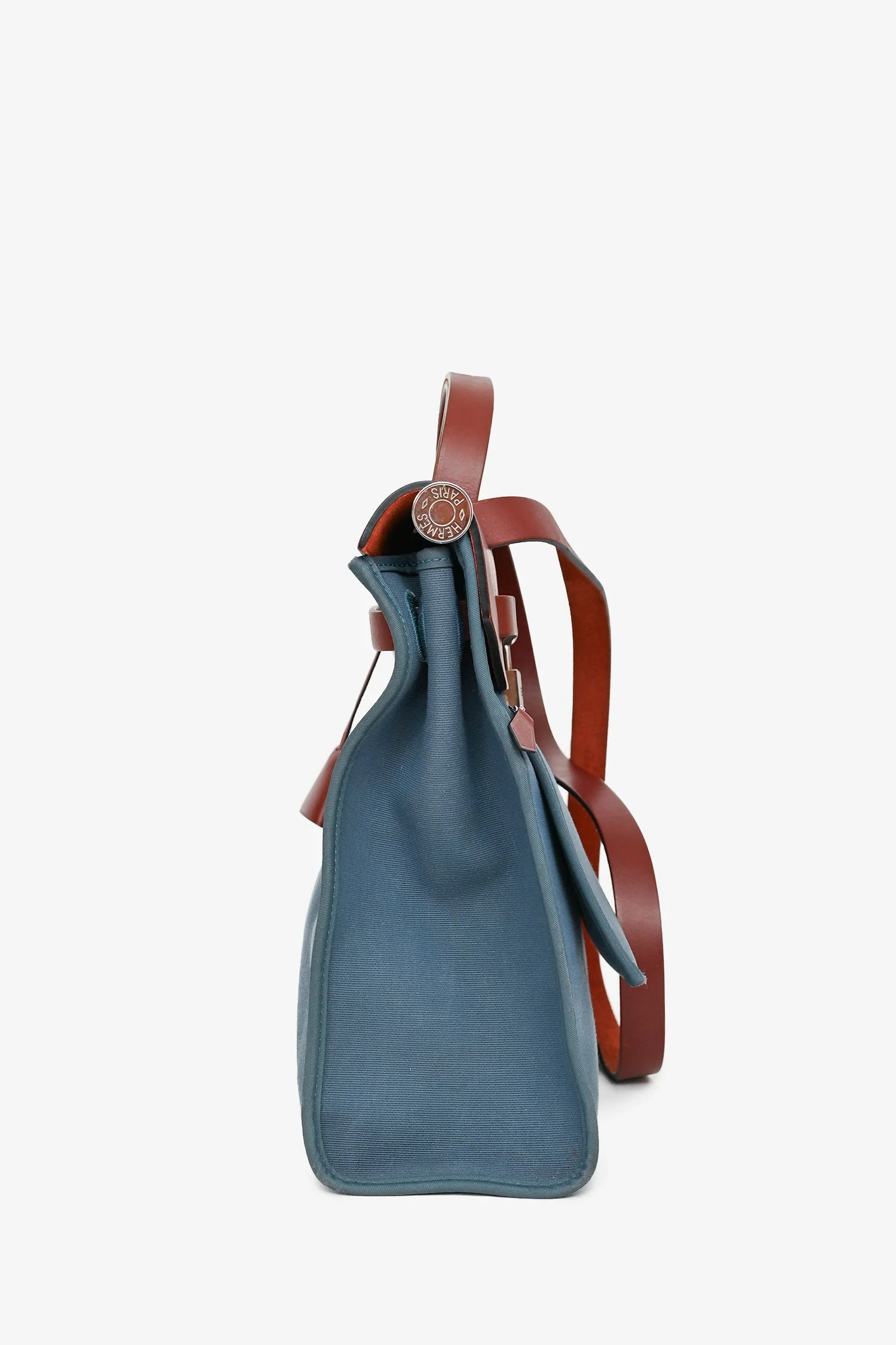 Hermes 2015 Blue/Brown Canvas Herbag 31 with Pouch (As Is) - Image 4