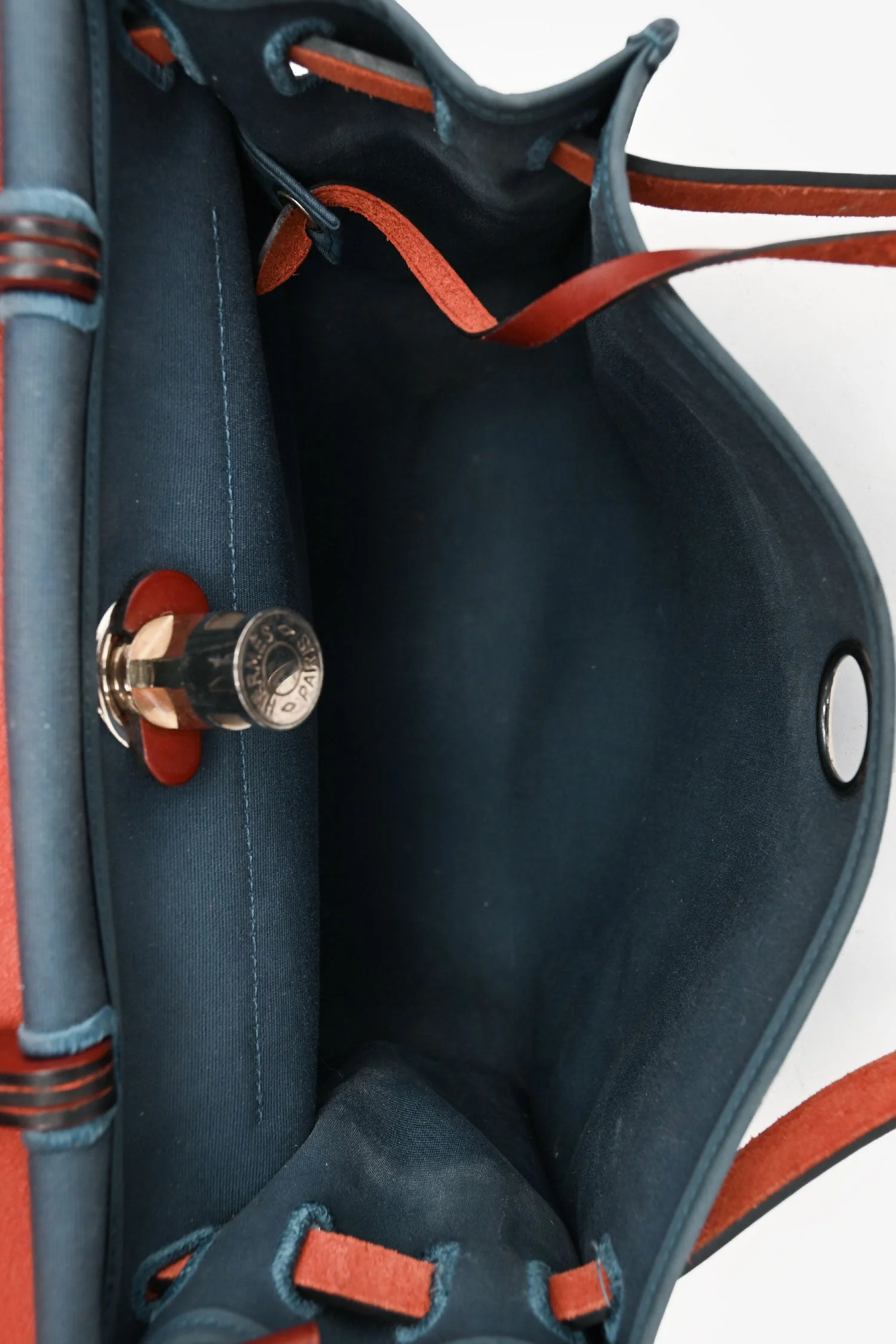 Hermes 2015 Blue/Brown Canvas Herbag 31 with Pouch (As Is) - Image 6