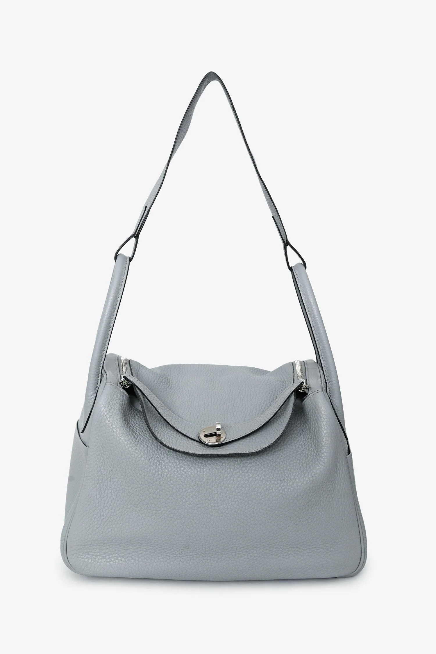 Hermès 2015 Light Grey Clemence Leather Lindy 30 - Image 7