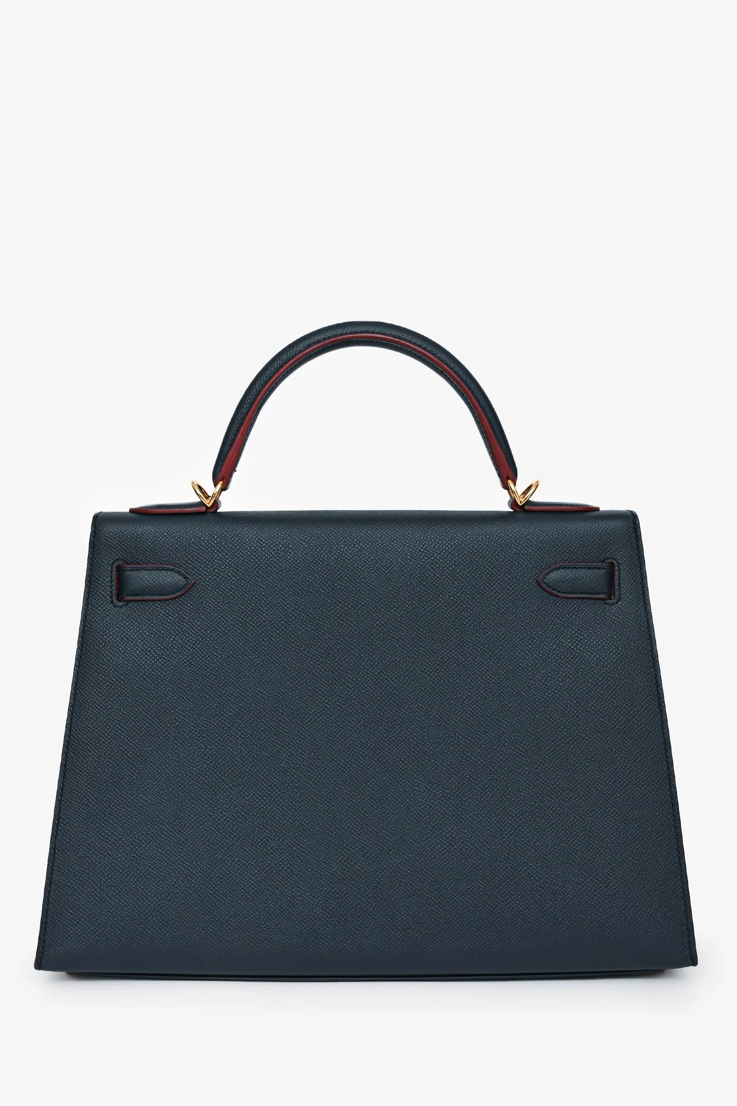 Hermès 2016 Blue Indigo/Rouge H Trim Epsom Leather Contour Sellier Kelly 32 with Strap GHW - Image 2