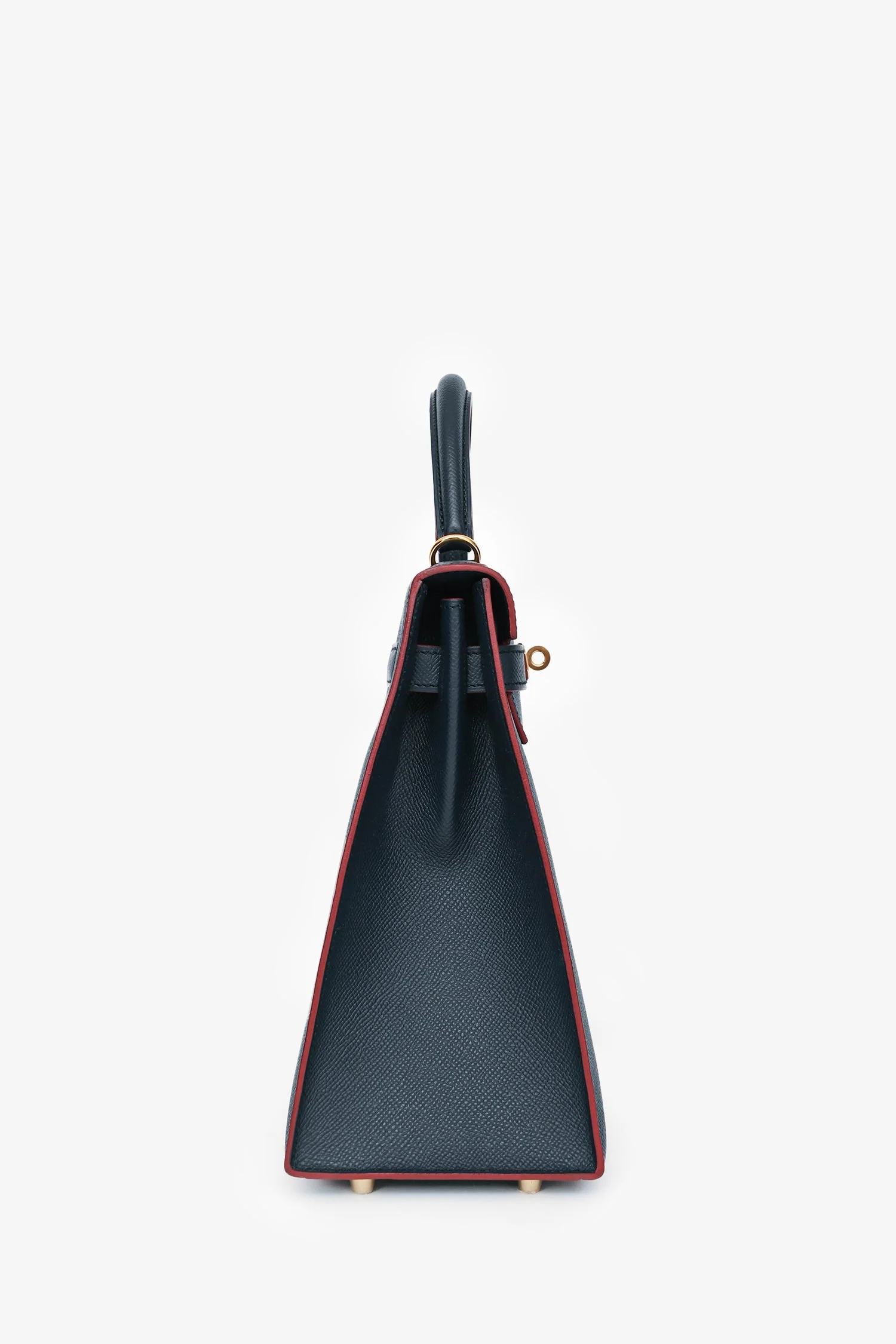 Hermès 2016 Blue Indigo/Rouge H Trim Epsom Leather Contour Sellier Kelly 32 with Strap GHW - Image 3