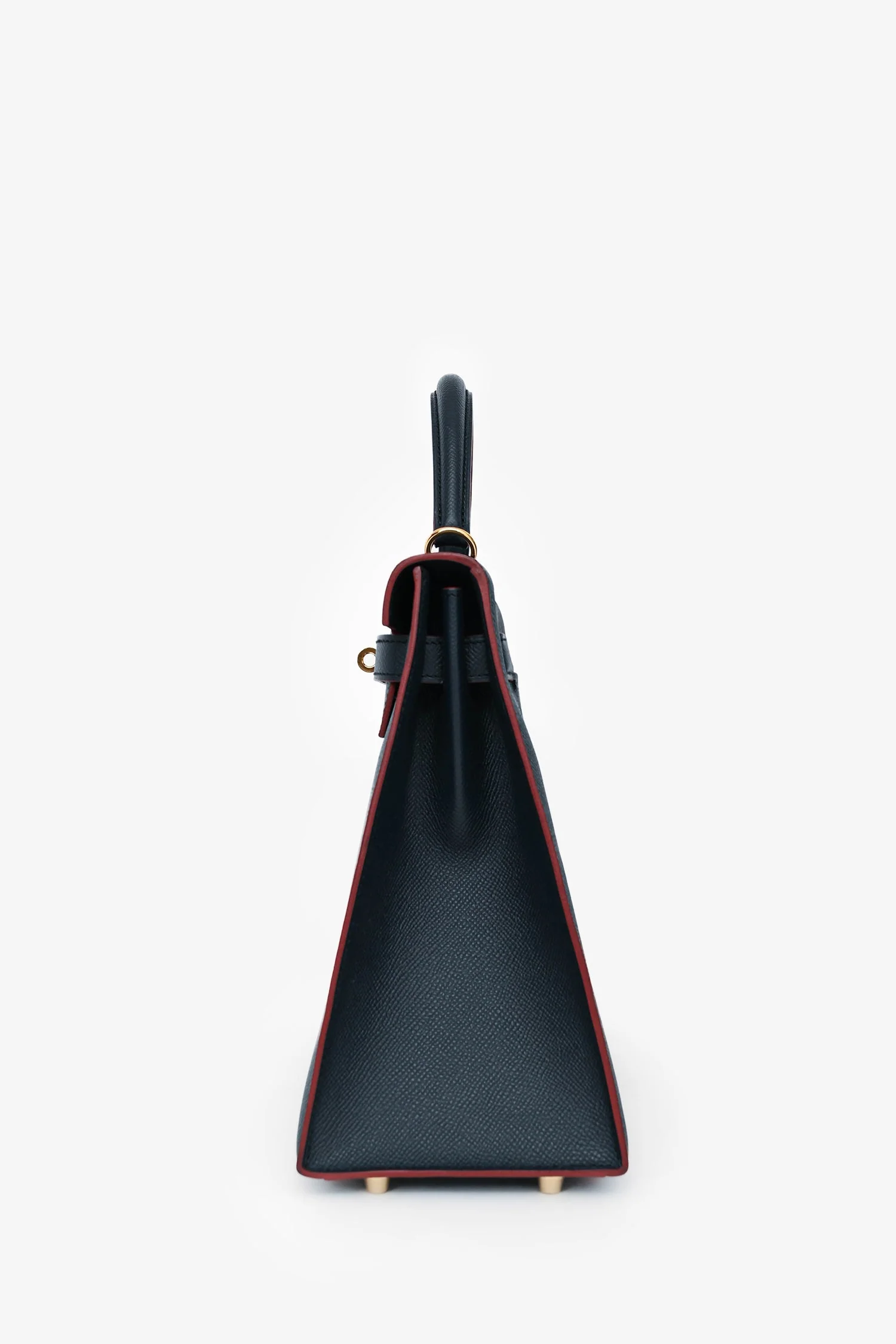 Hermès 2016 Blue Indigo/Rouge H Trim Epsom Leather Contour Sellier Kelly 32 with Strap GHW - Image 4