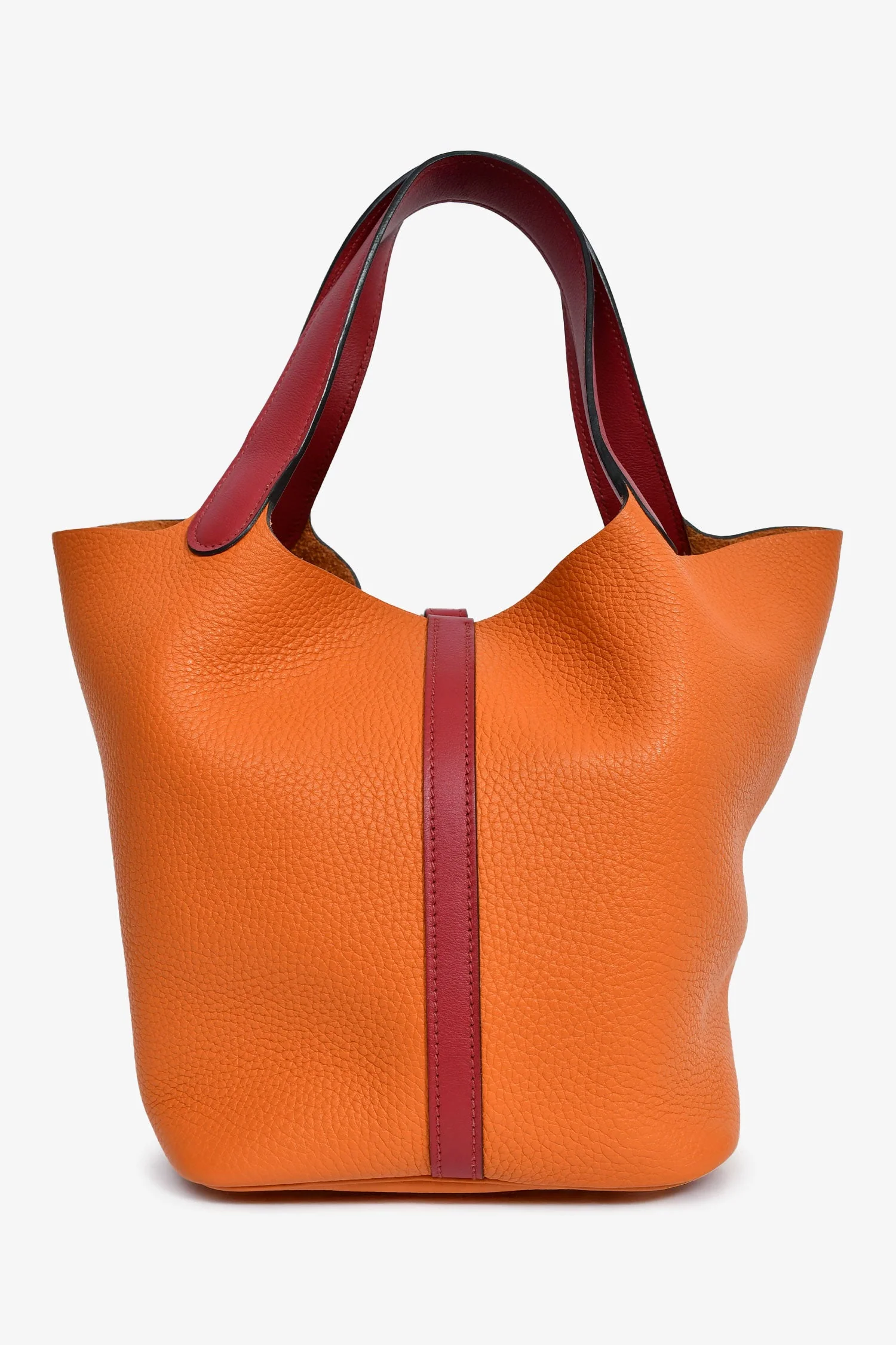 Hermes 2016 Orange Clemence Rouge Swift Bicolour Leather Picotin 22 - Image 2