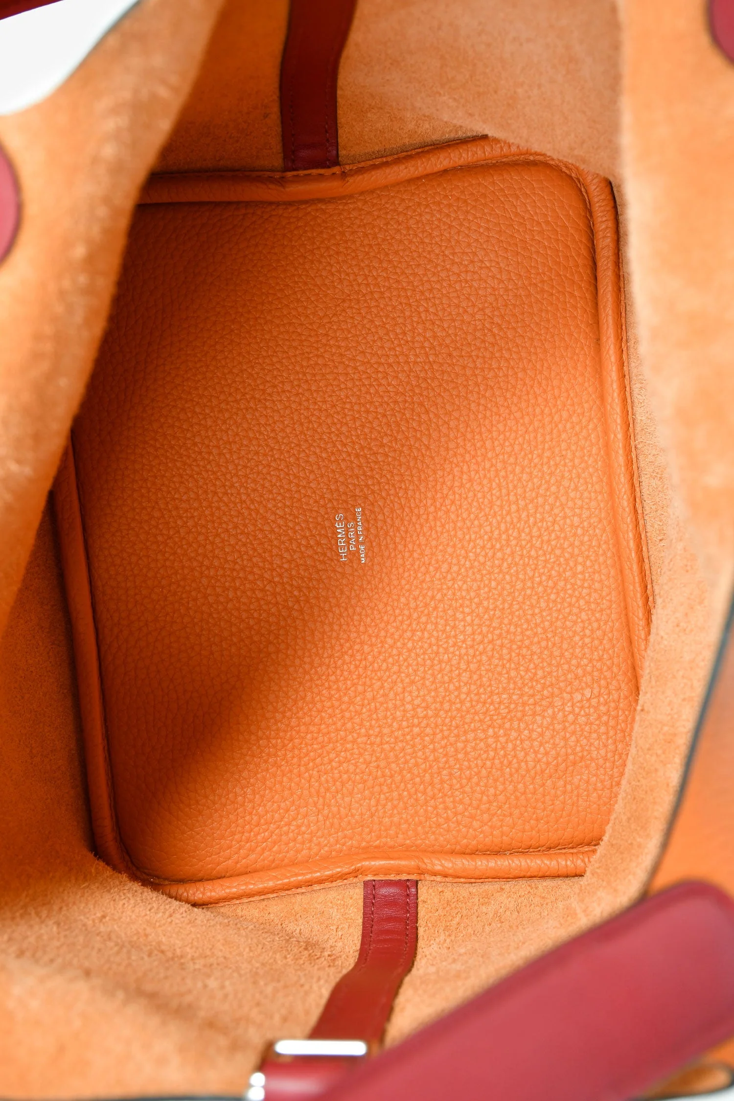 Hermes 2016 Orange Clemence Rouge Swift Bicolour Leather Picotin 22 - Image 6