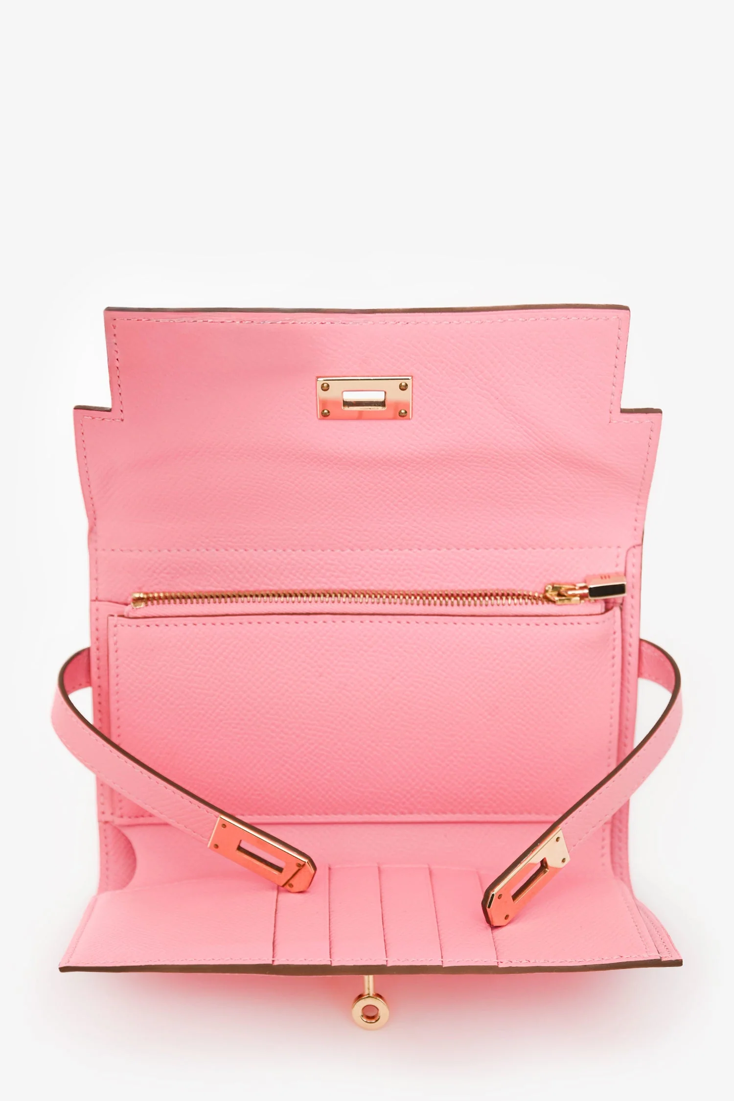 Hermès 2016 Pink Epsom Leather Kelly Depliant Medium Trifold Wallet - Image 6