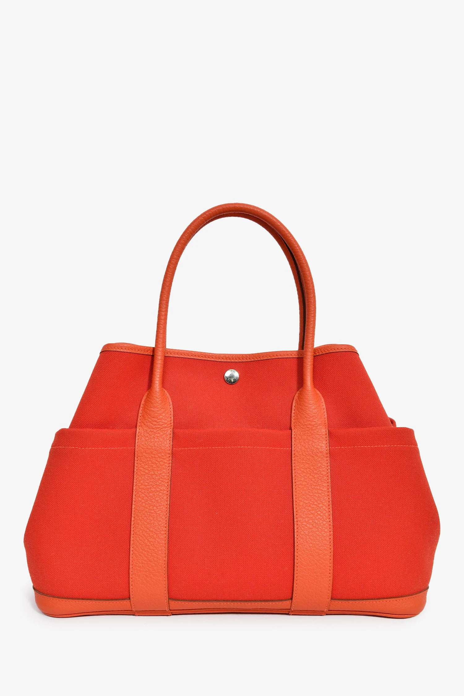 Hermès 2016 Red Canvas/Leather Garden Party Pocket 36 Tote Bag with Strap - Image 2