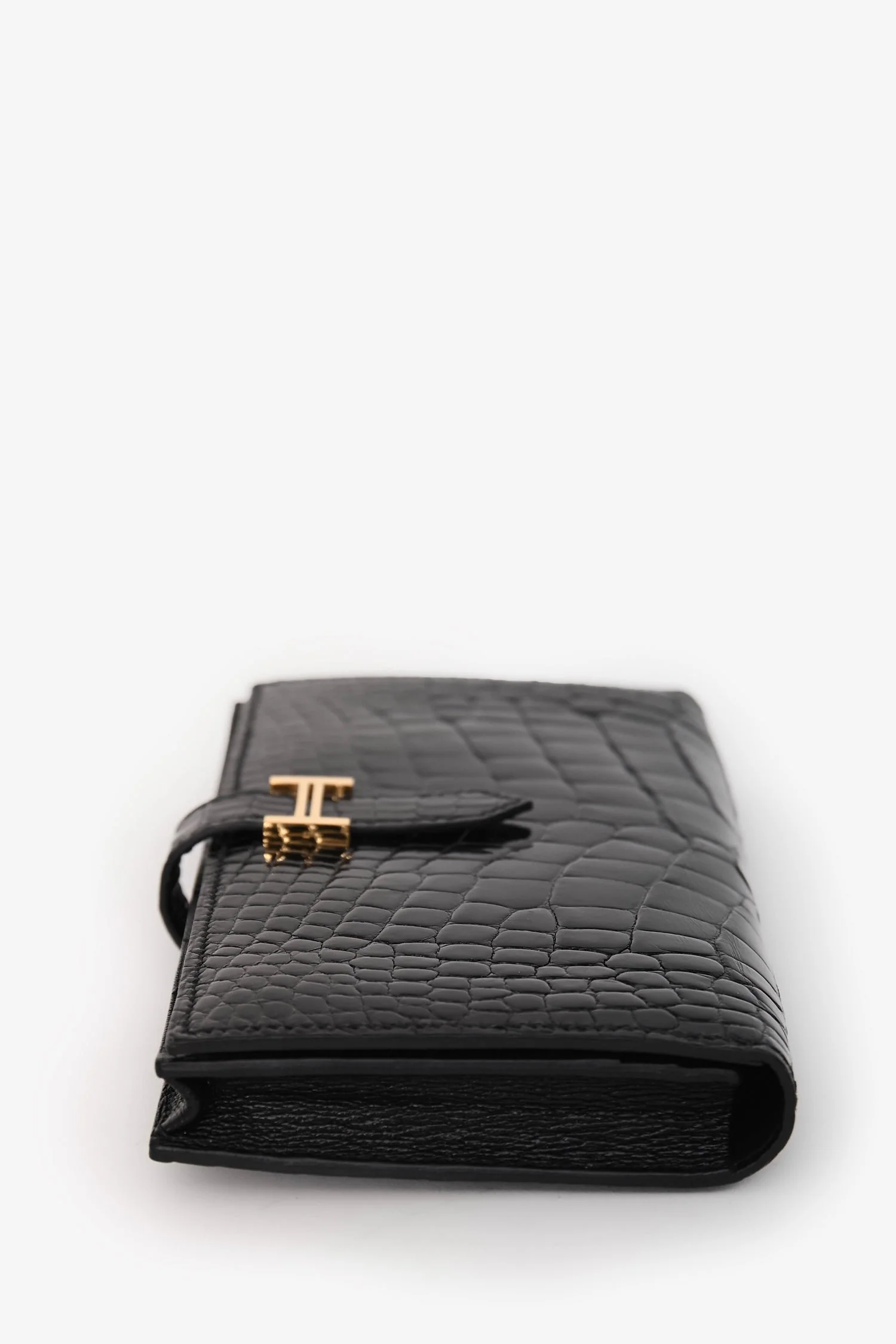 Hermès 2017 Black Alligator Shiny Leather Bearn Classique Wallet - Image 3