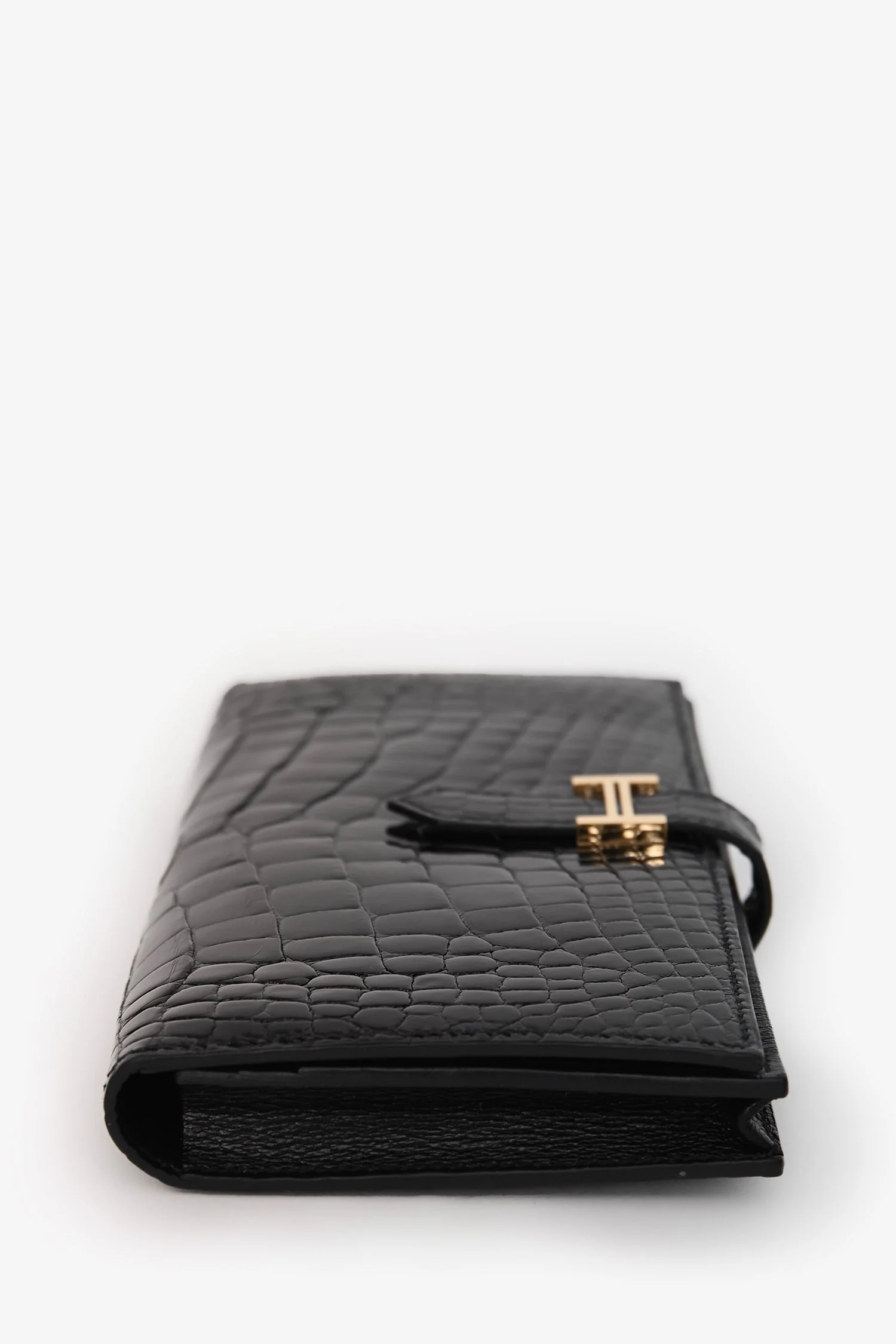 Hermès 2017 Black Alligator Shiny Leather Bearn Classique Wallet - Image 4