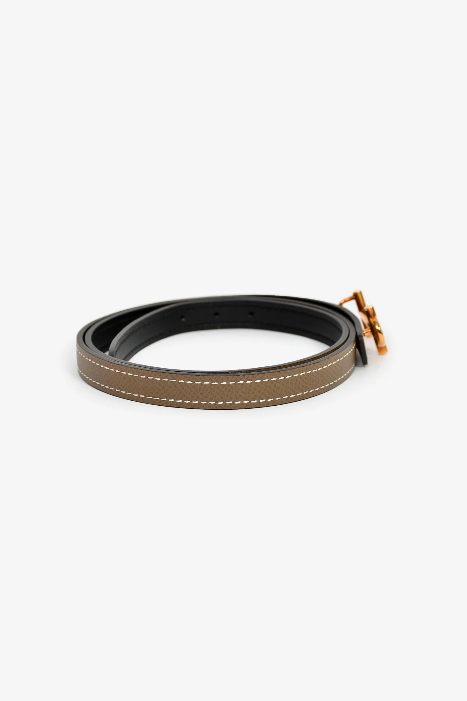 Hermès 2017 Etoupe/Black Swift Epsom Reversible 'Gamma' 13MM Belt Size 75 - Image 2