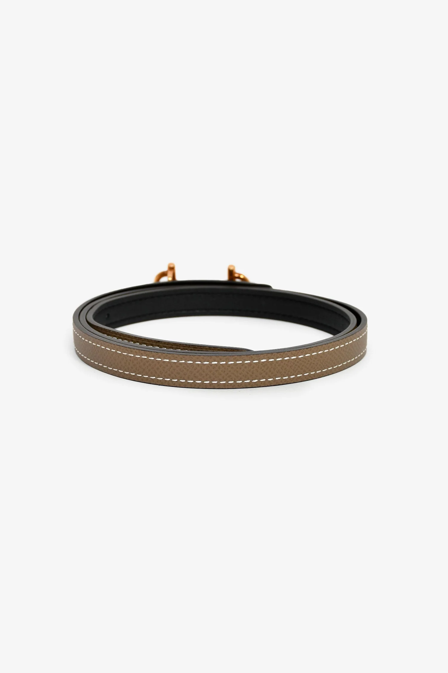 Hermès 2017 Etoupe/Black Swift Epsom Reversible 'Gamma' 13MM Belt Size 75 - Image 3