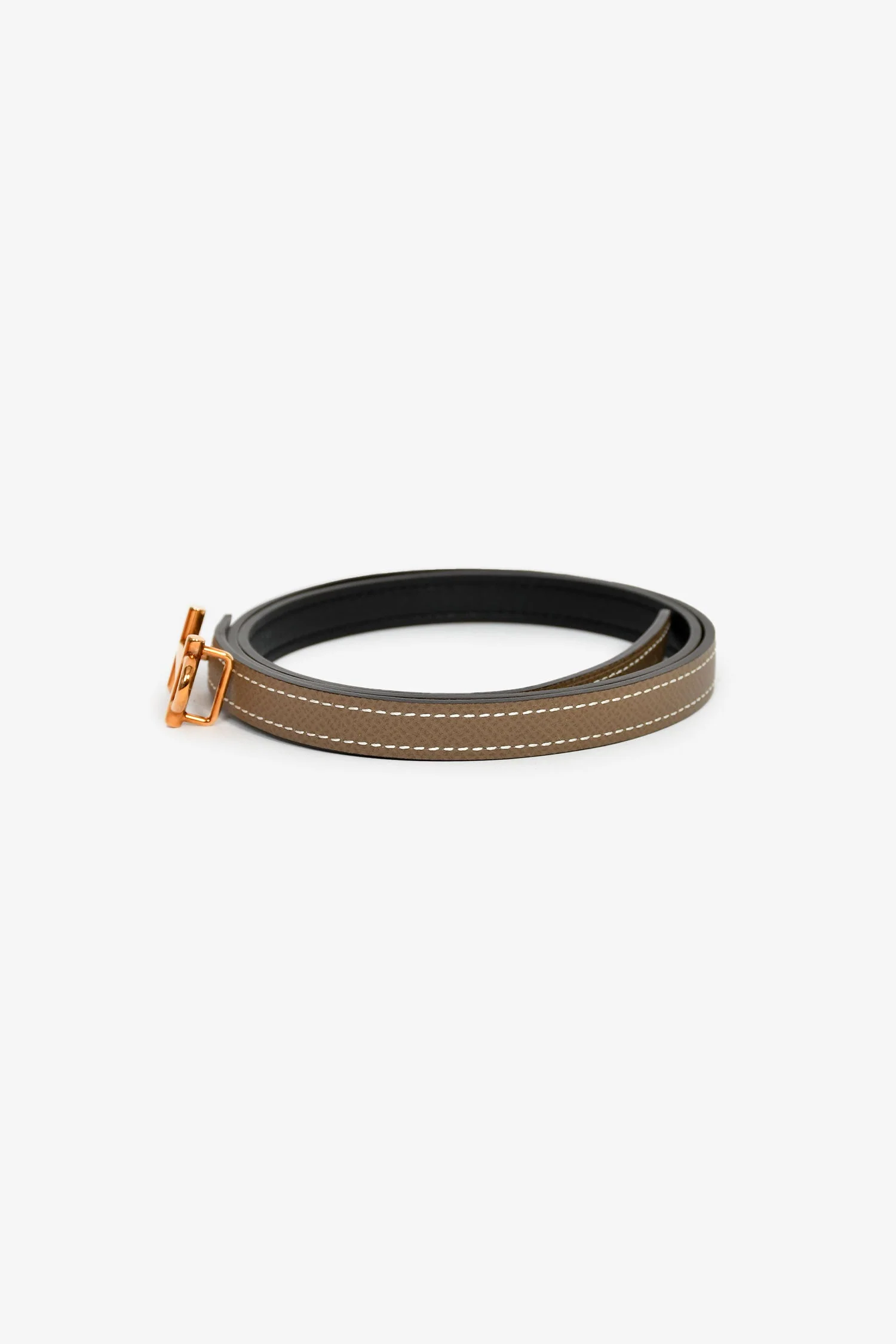 Hermès 2017 Etoupe/Black Swift Epsom Reversible 'Gamma' 13MM Belt Size 75 - Image 4
