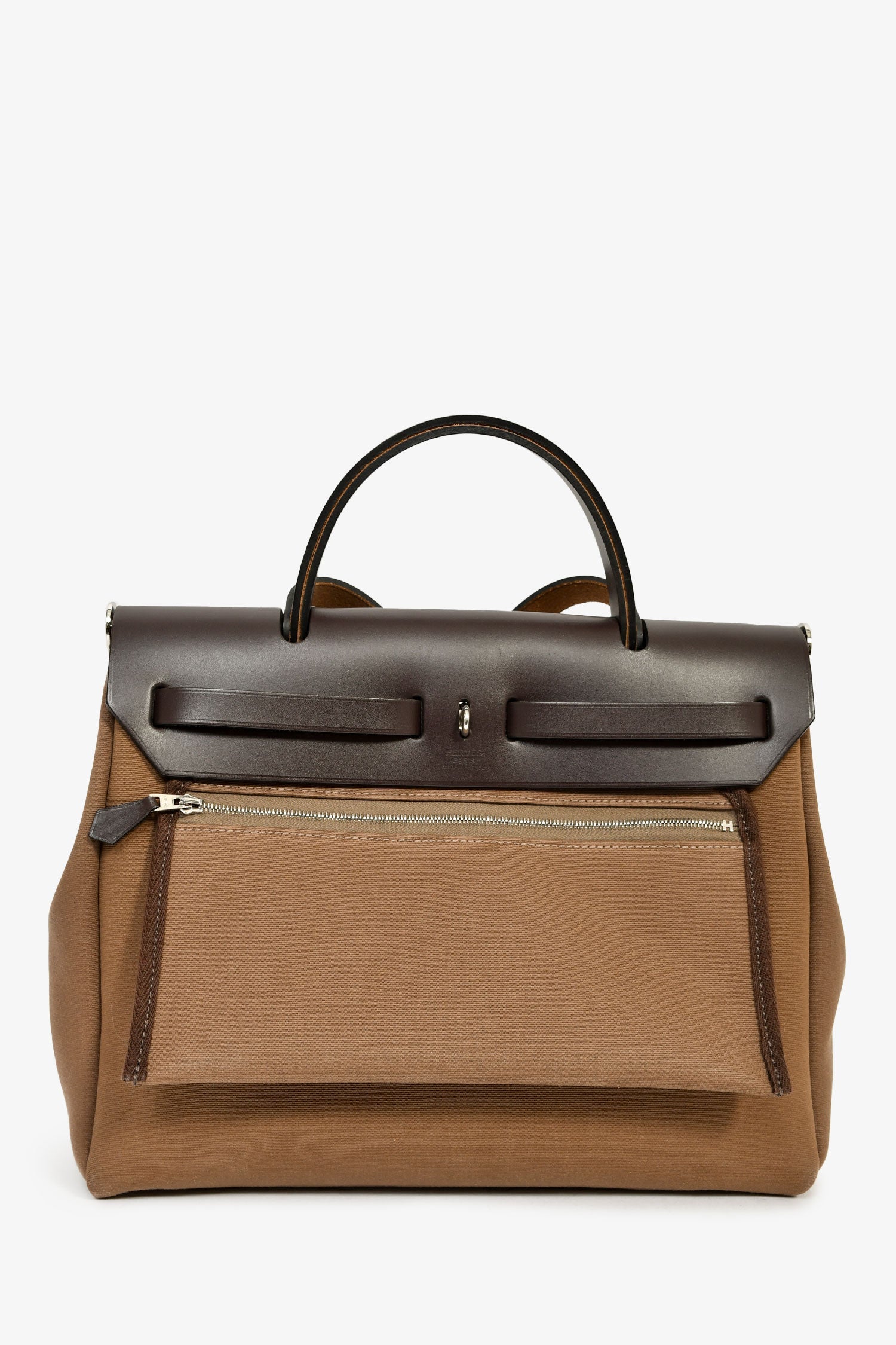 Hermès 2017 Etoupe/Ebene Canvas/Leather Herbag 31 with Pouch - Image 2