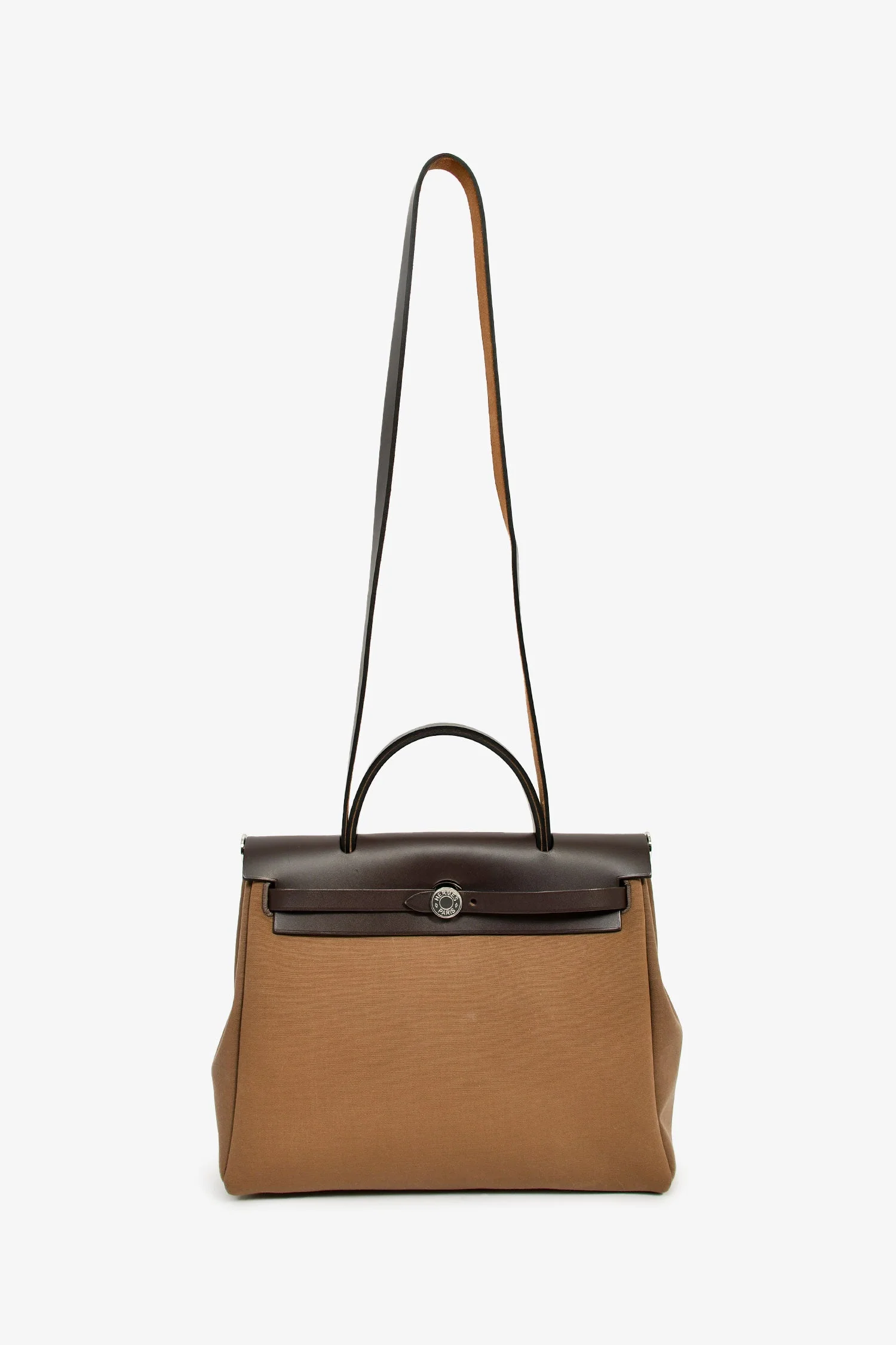 Hermès 2017 Etoupe/Ebene Canvas/Leather Herbag 31 with Pouch - Image 7