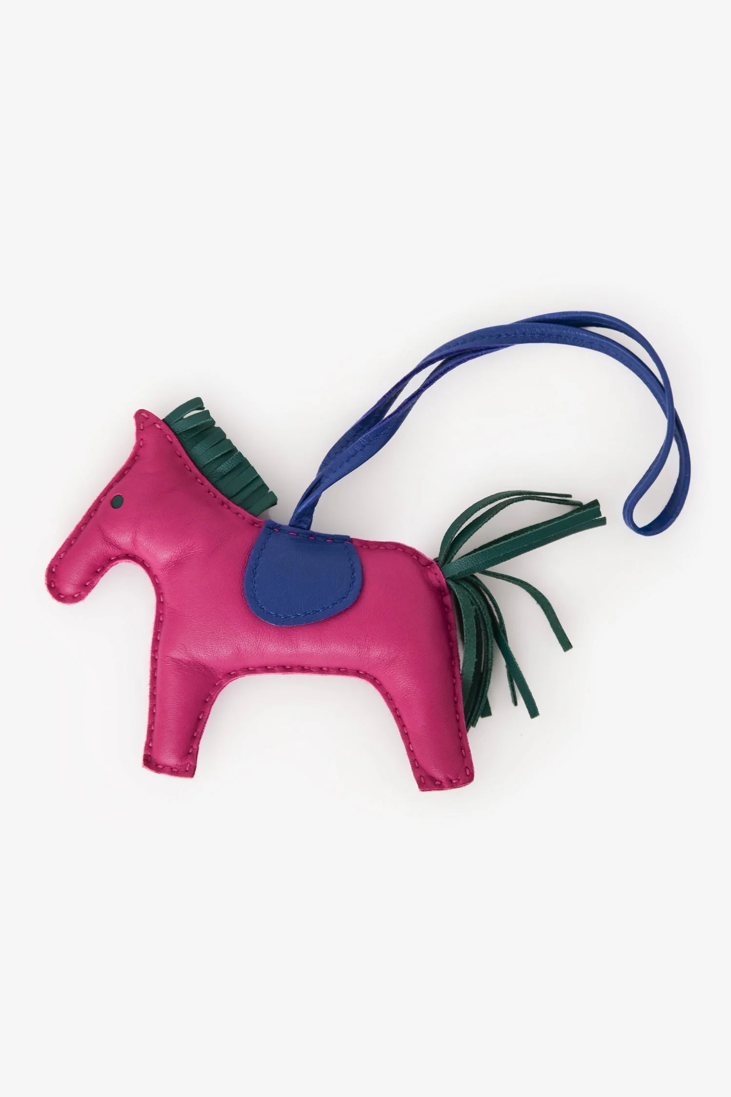Hermès 2017 Fuschia/Dark Green Leather Rodeo MM Charm - Image 2
