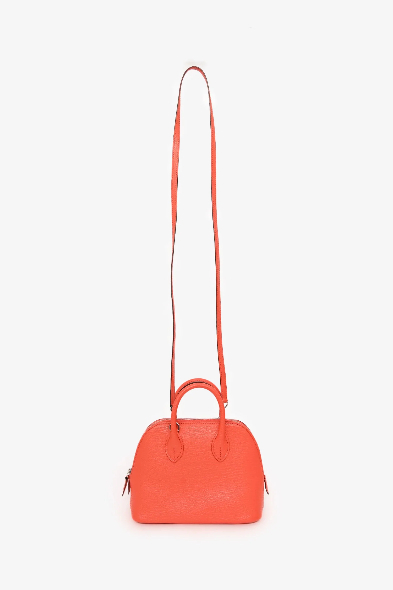 Hermès 2017 Orange Poppy Chevre Mysore Bolide 1923 Mini Top Handle Palladium Hardware - Image 7