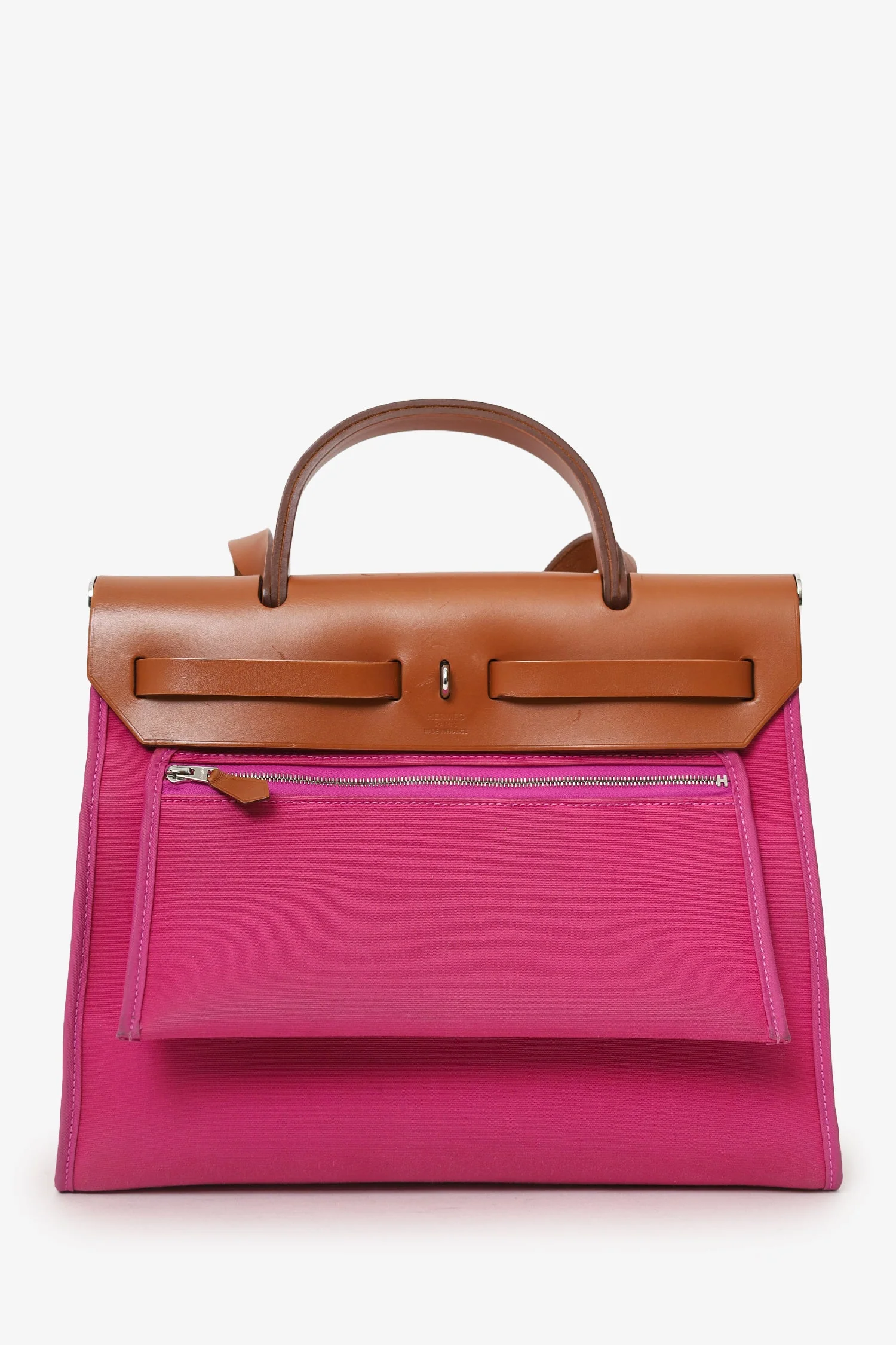 Hermés 2018 L3 Rose Pourpre Canvas/Leather Herbag 31 - Image 2