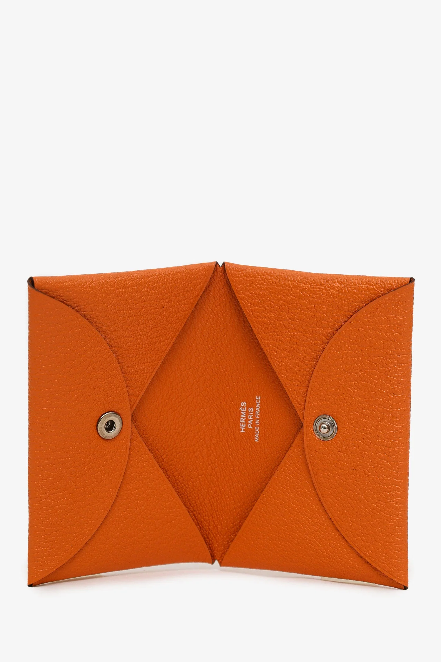 Hermès 2018 Orange Leather Calvi Card Holder - Image 6