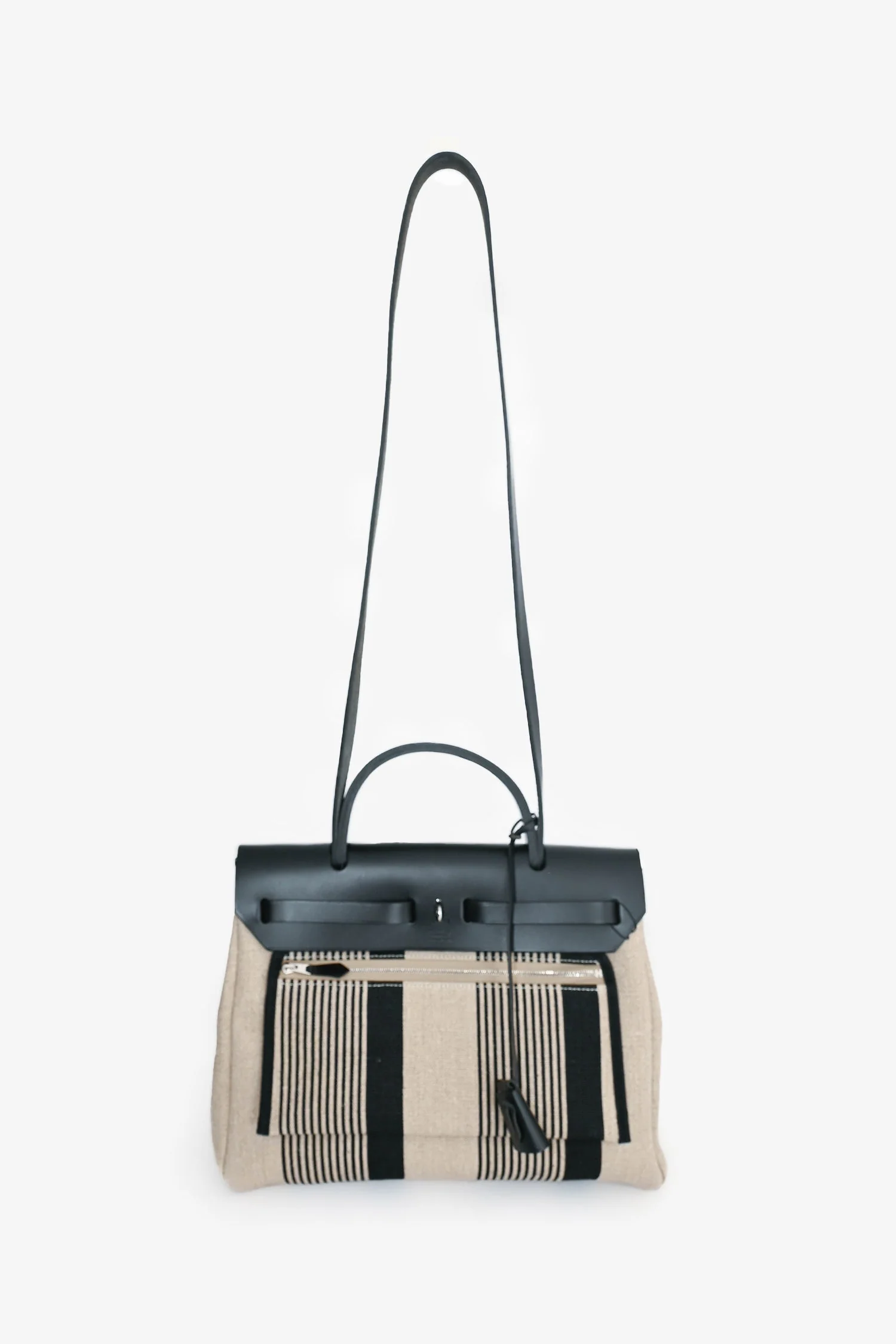 Hermès 2020 Cream/Black Toile H Vibration Herbag Zip 31 with Pouch - Image 10
