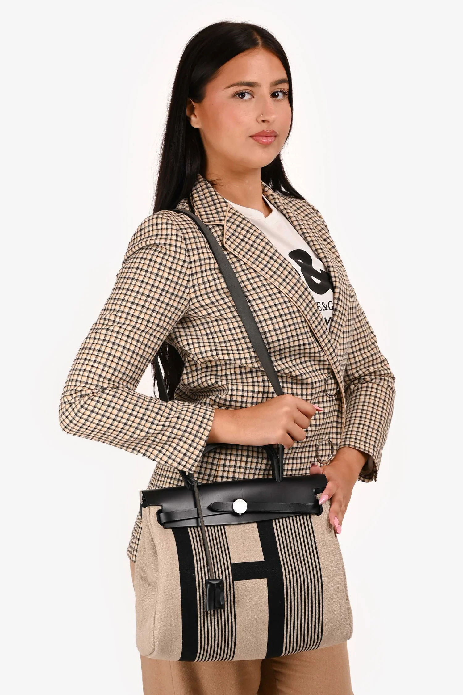Hermès 2020 Cream/Black Toile H Vibration Herbag Zip 31 with Pouch - Image 13