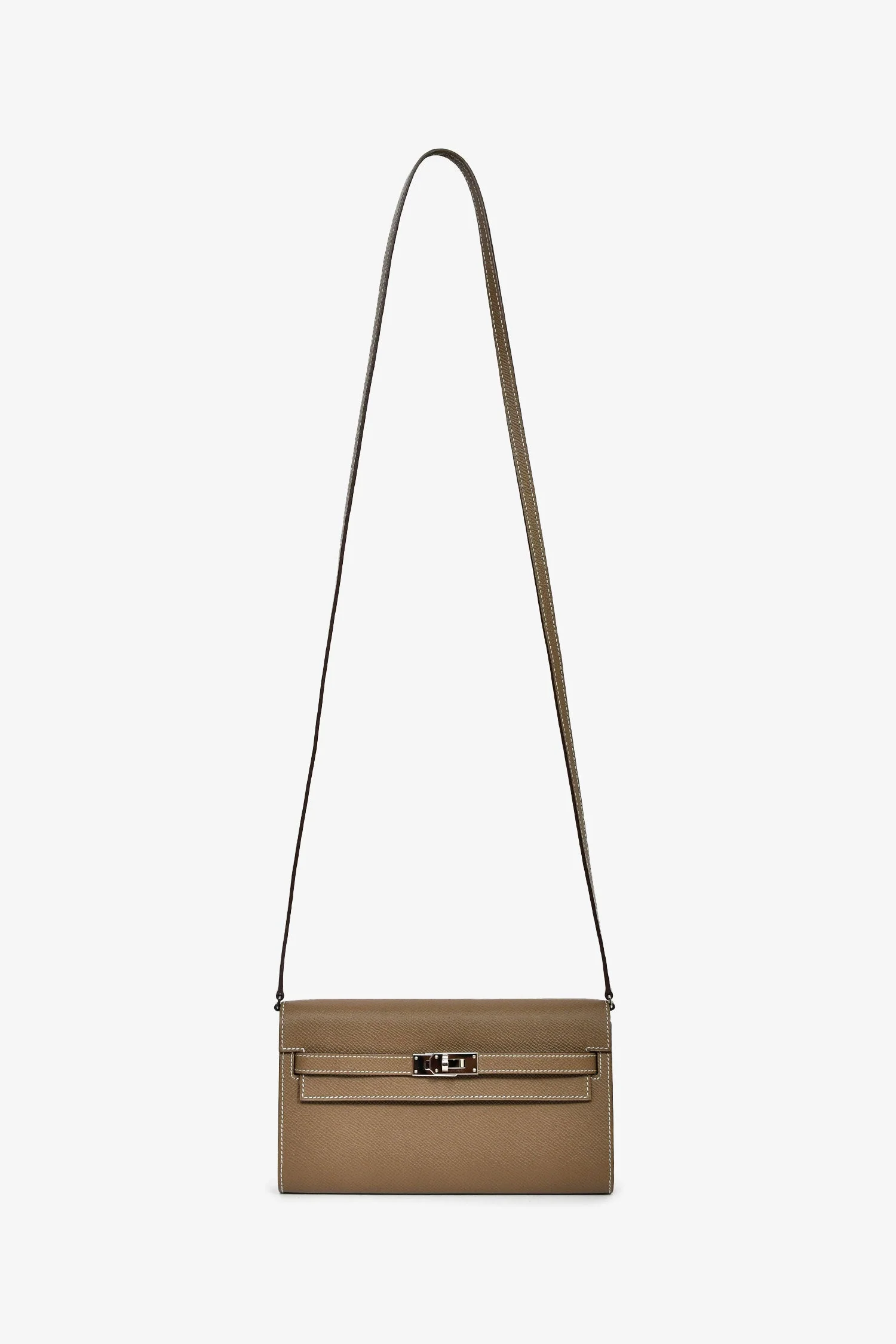Hermès 2020 Etoupe Epsom Kelly 'To Go' Wallet With Strap - Image 7