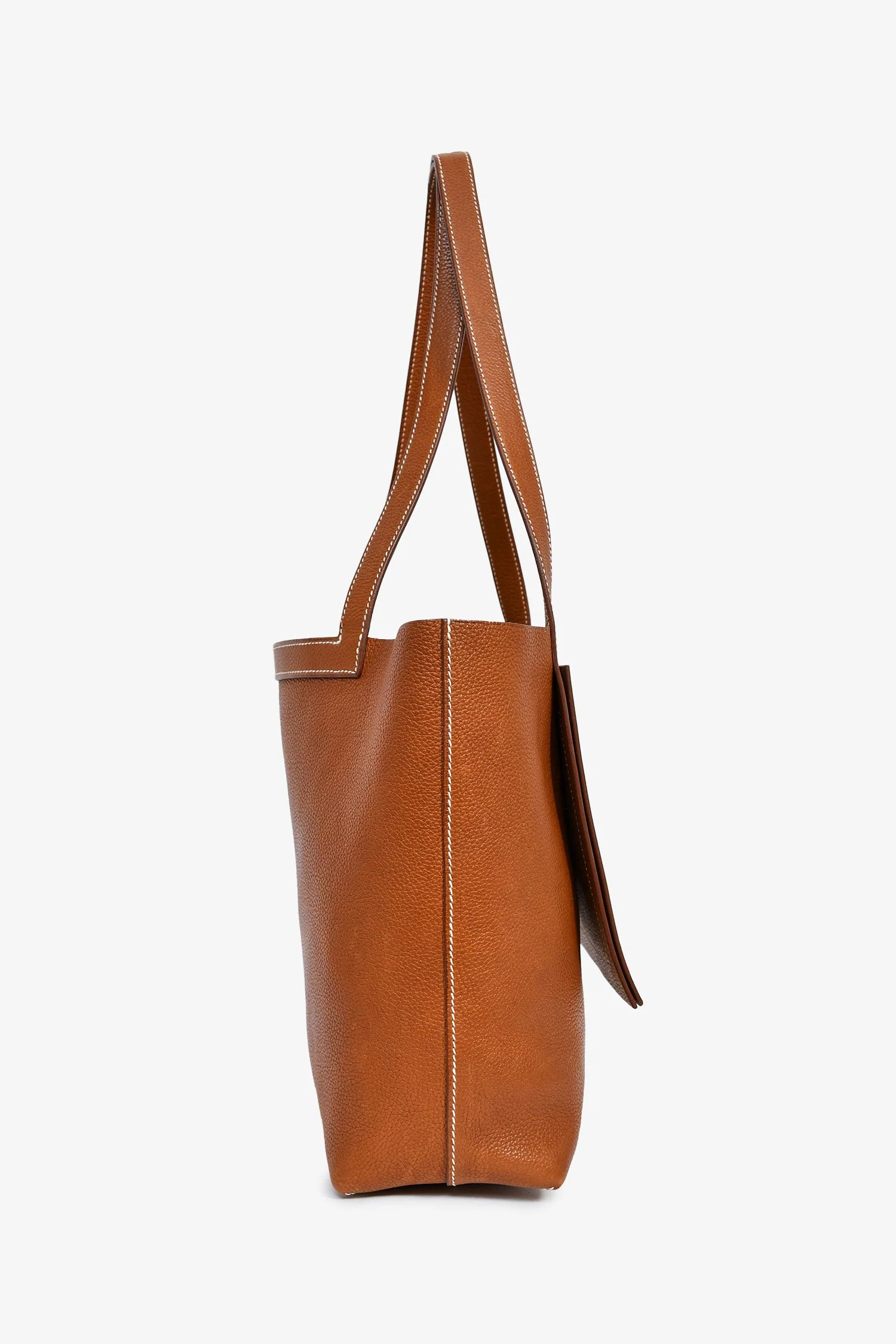 Hermès 2021 Brown Barenia Faubourg Leather Cabasellier 31 Tote - Image 3