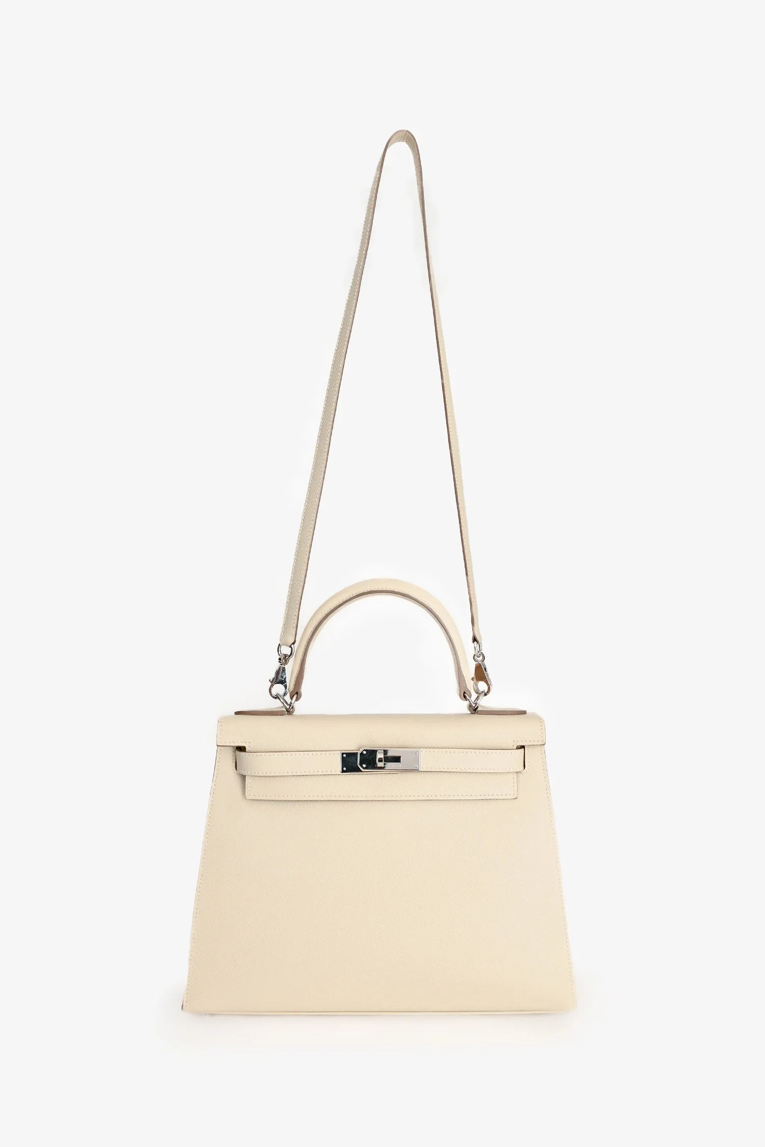 Hermès 2021 Chalk White Epsom Leather Kelly Sellier 28 - Image 10