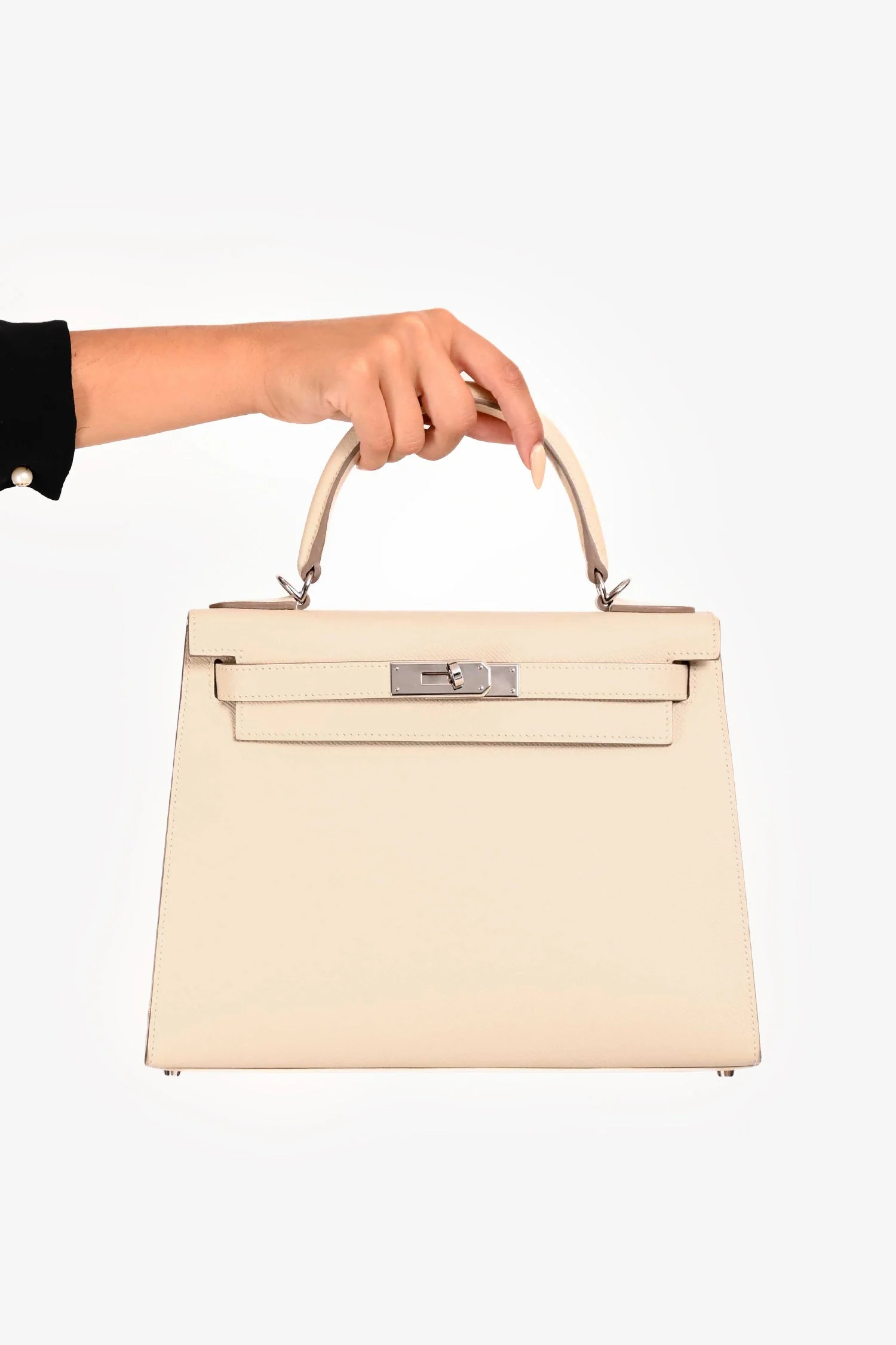 Hermès 2021 Chalk White Epsom Leather Kelly Sellier 28 - Image 15