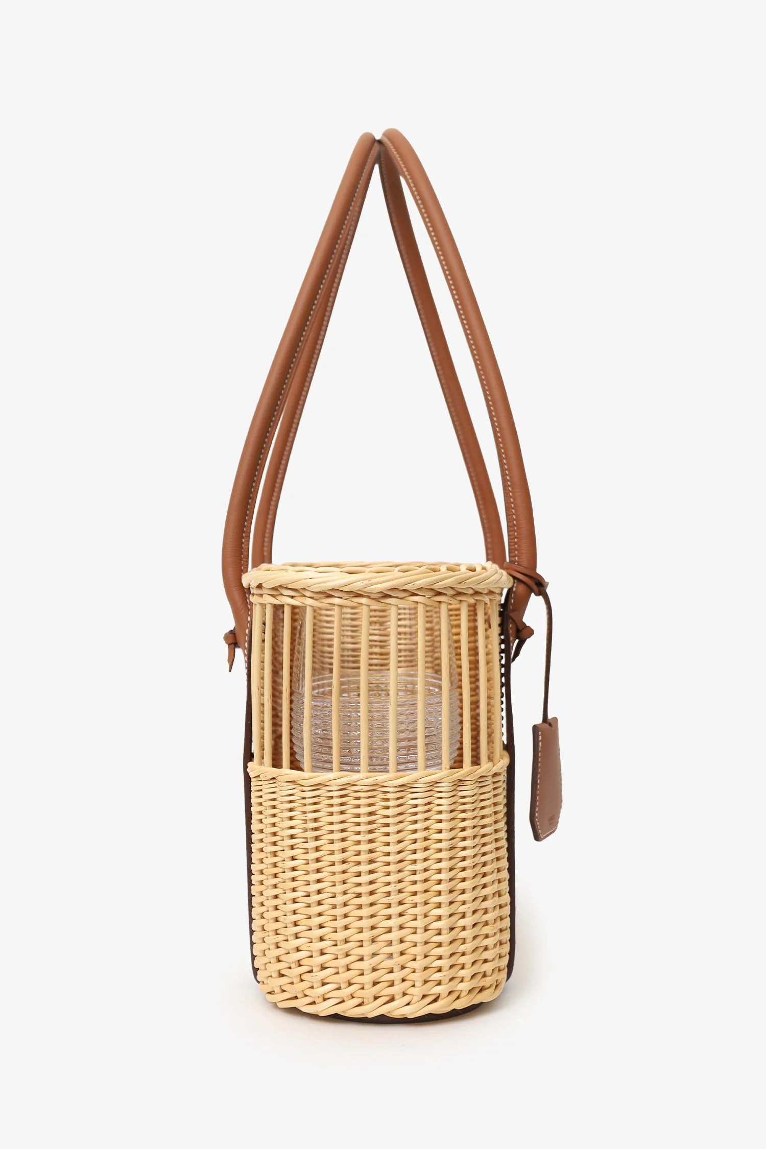Hermès 2022 Beige/Brown Wicker/Taurillon Leather Park Bottle Basket - Image 4