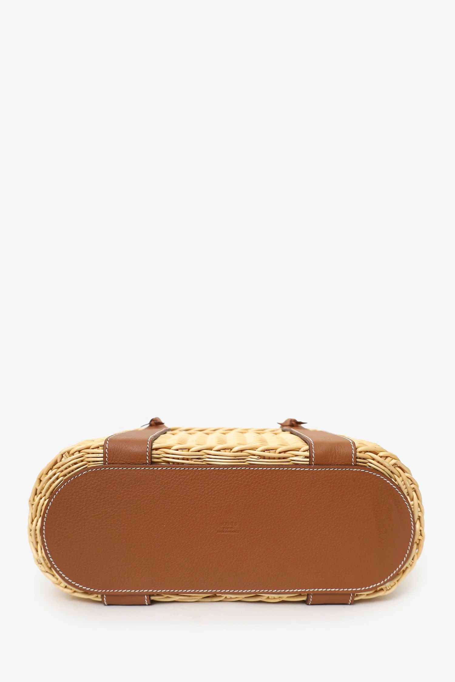 Hermès 2022 Beige/Brown Wicker/Taurillon Leather Park Bottle Basket - Image 6