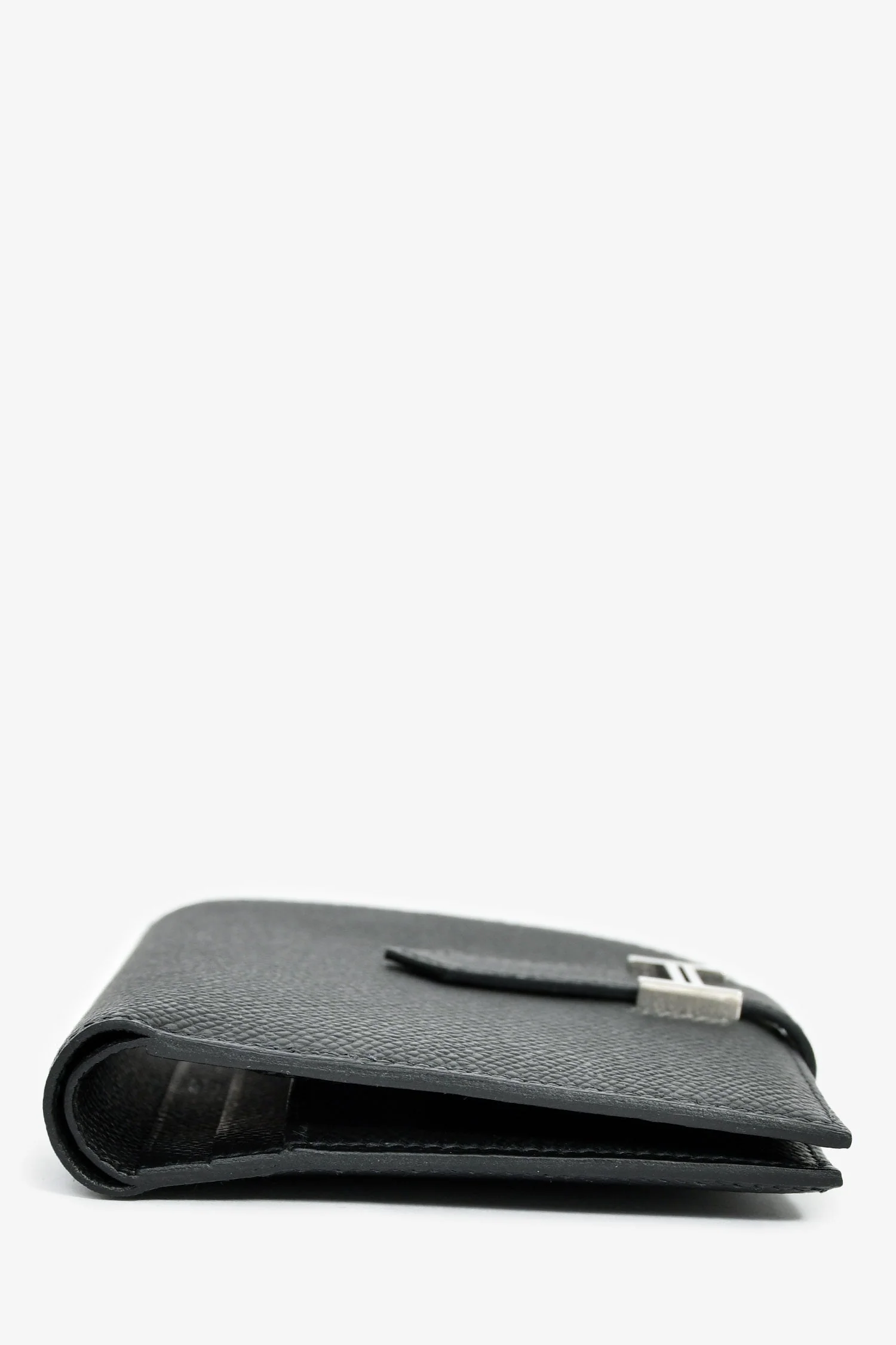 Hermes 2022 Black Epsom Leather 'H' Bearn Compact Wallet - Image 4
