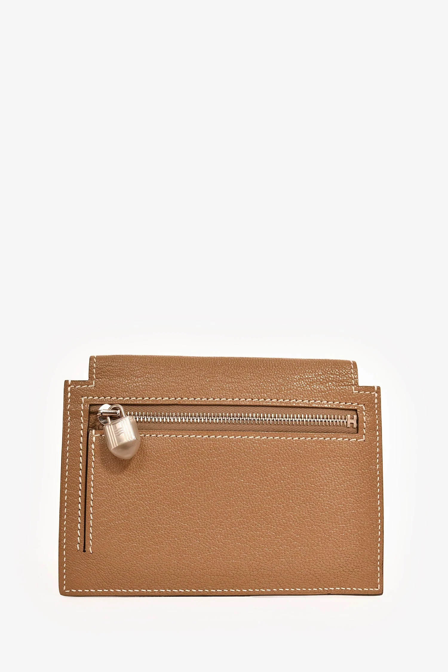 Hermès 2022 Etoupe Leather Mysore Goatskin Kelly Pocket Compact Wallet - Image 2
