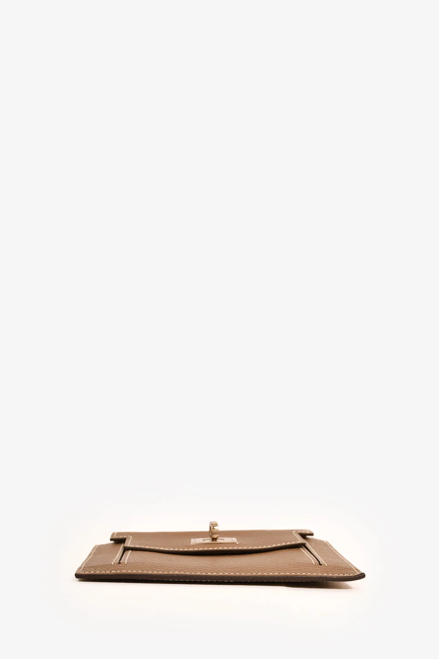 Hermès 2022 Etoupe Leather Mysore Goatskin Kelly Pocket Compact Wallet - Image 5