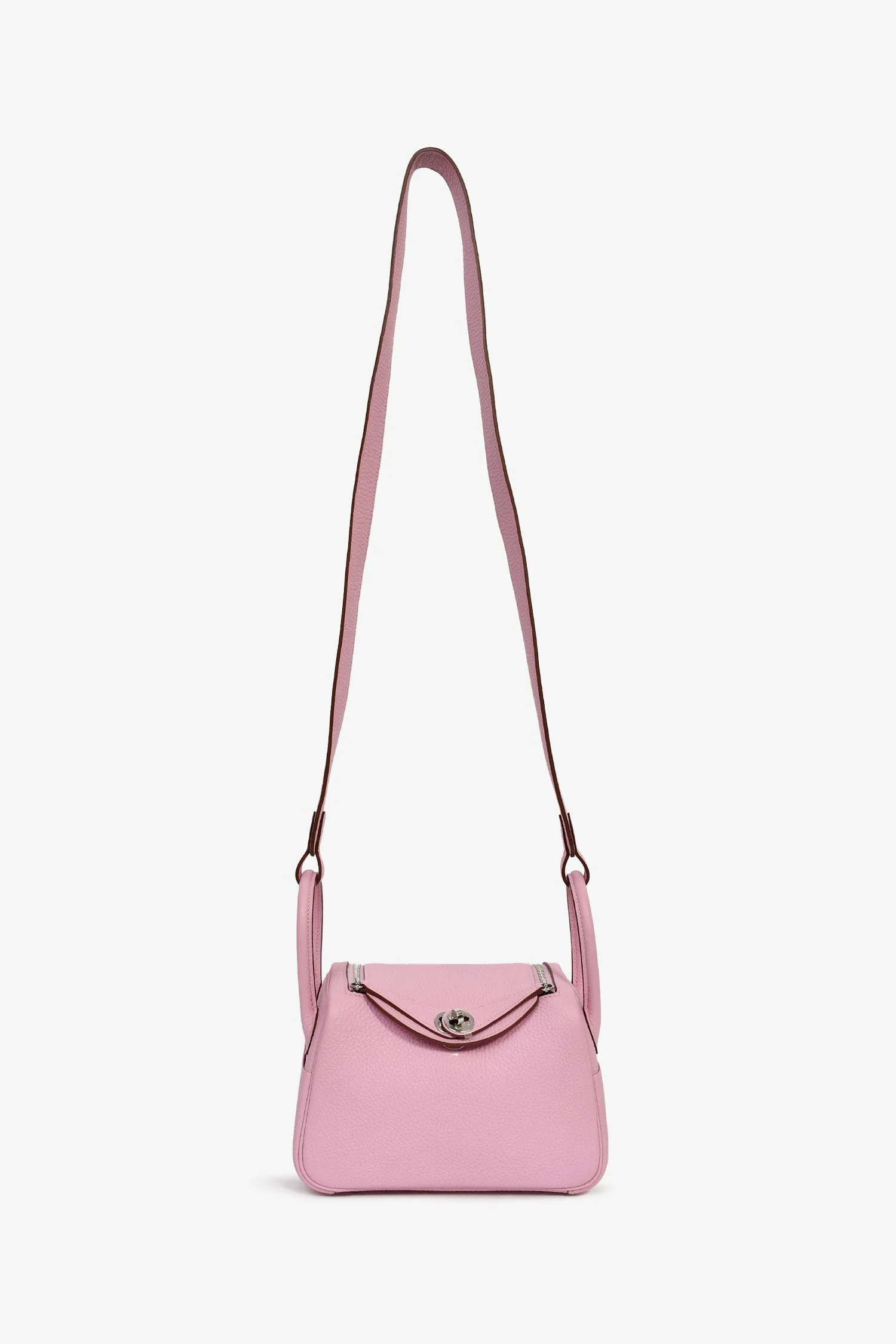 Hermès 2022 Mauve Sylvestre Clemence Leather Mini Lindy - Image 7