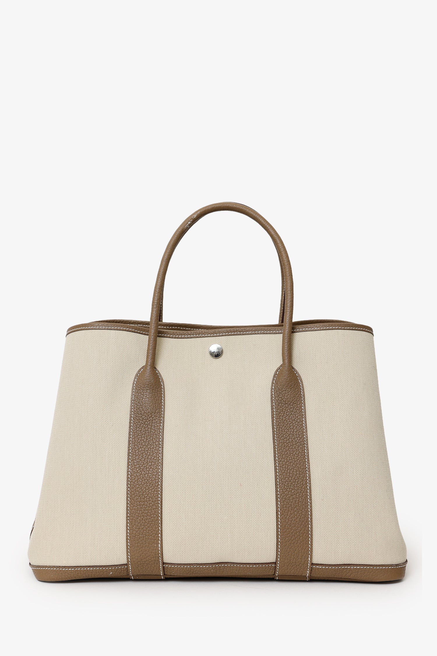 Hermès 2023 Beige Canvas/Taupe Negonda Leather Garden Party 36 Bag - Image 3