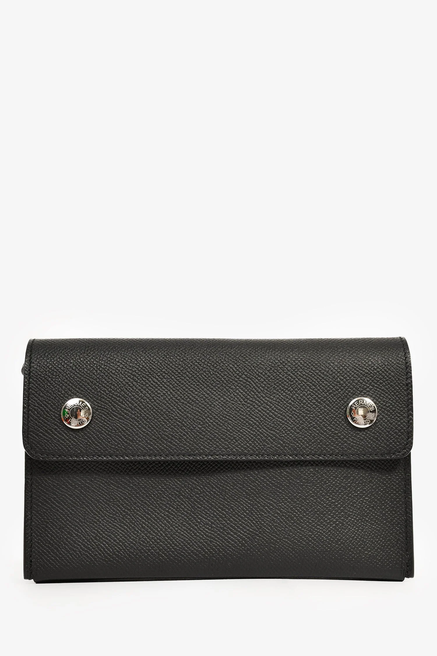 Hermes 2023 Black Epsom Leather 'Hermèsnap' Wallet