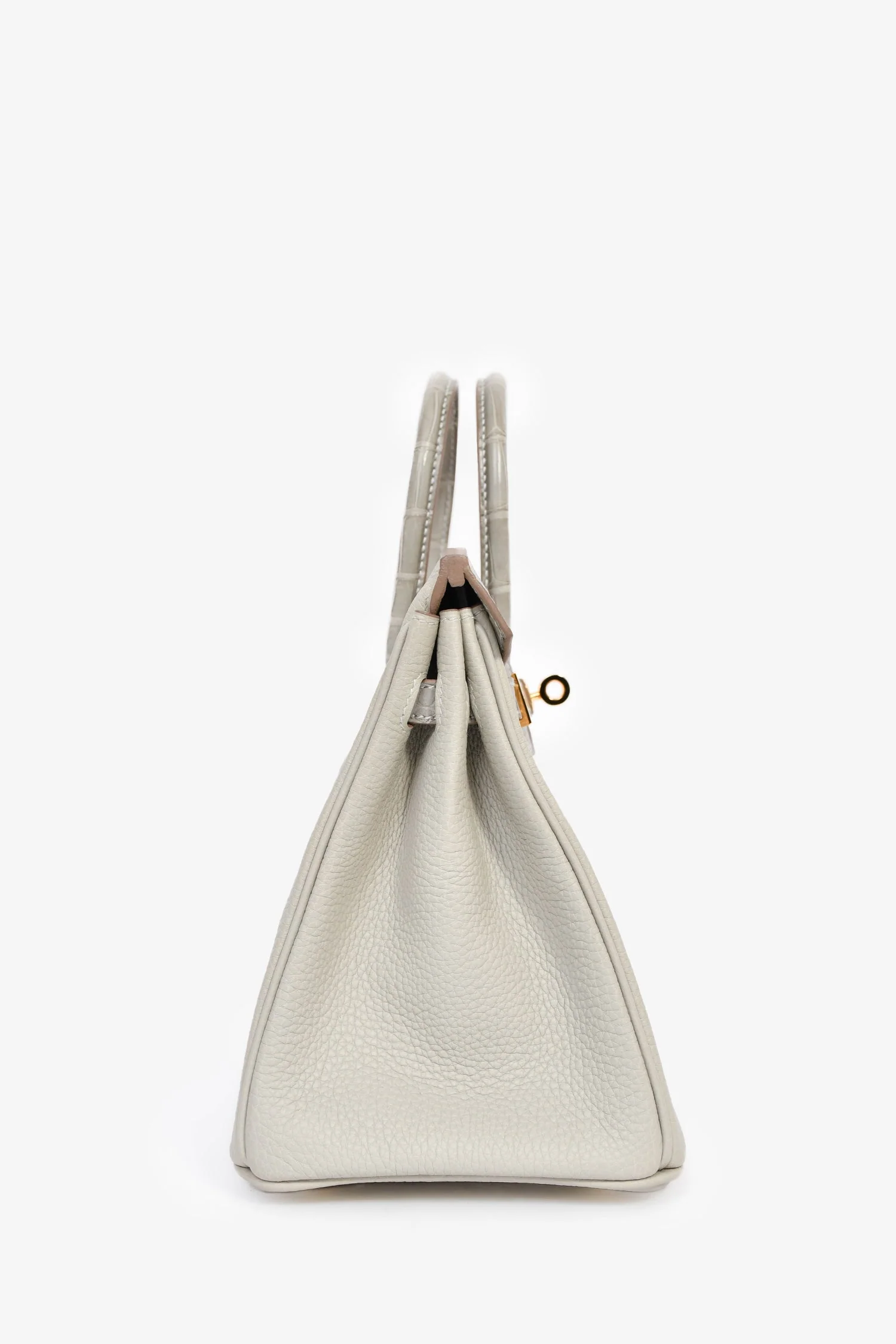 Hermès 2023 Pearl Grey Clemence/Alligator Birkin 25 - Image 3