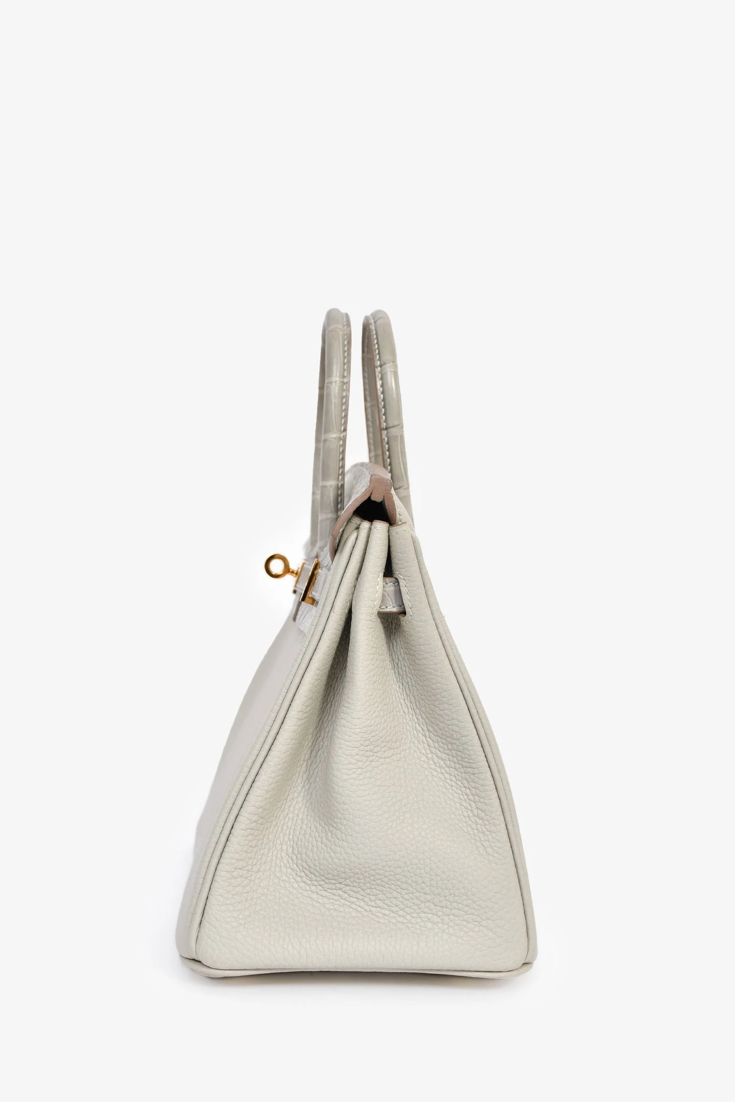 Hermès 2023 Pearl Grey Clemence/Alligator Birkin 25 - Image 4