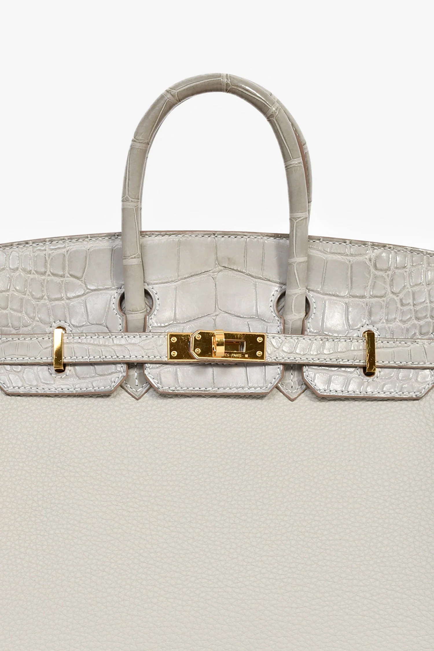 Hermès 2023 Pearl Grey Clemence/Alligator Birkin 25 - Image 6