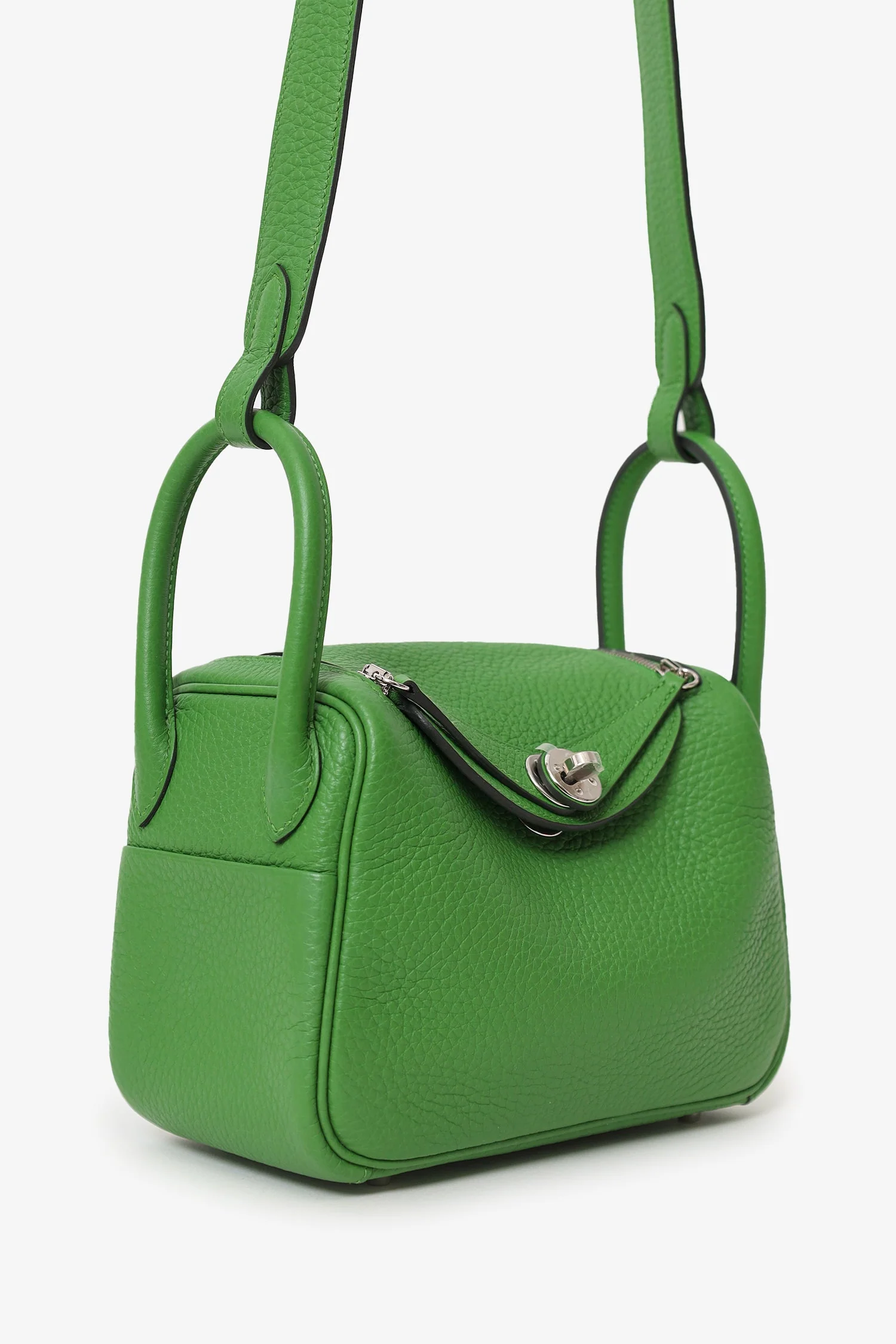 Hermès 2024 A9 Vert Yucca Clemence Mini Lindy 20 - Image 2