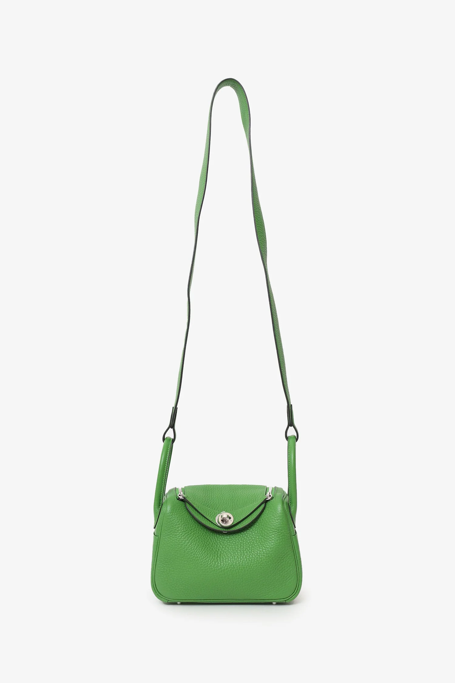 Hermès 2024 A9 Vert Yucca Clemence Mini Lindy 20 - Image 7