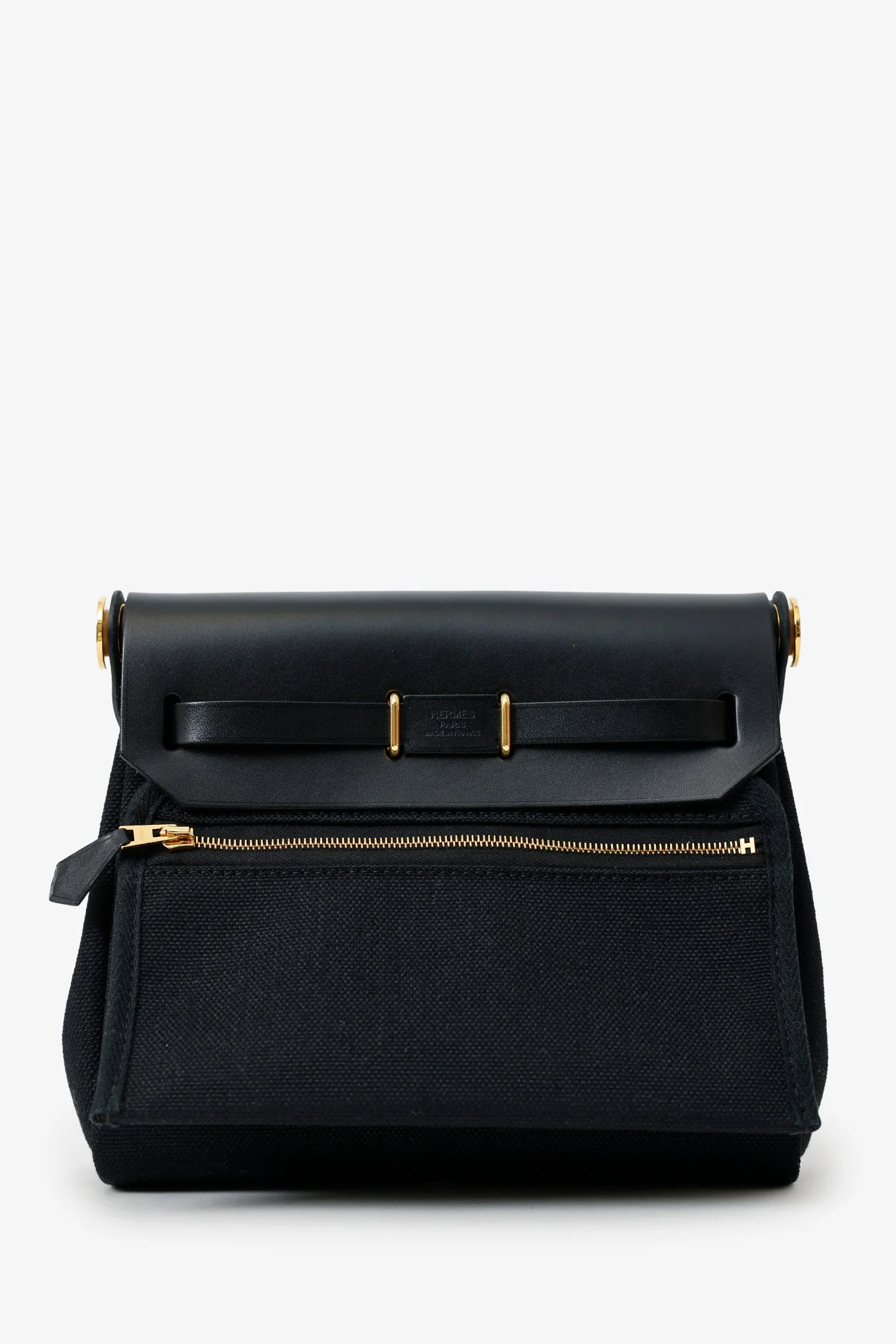 Hermès 2025 Black Toile H Canvas/Fauve Vache Hunter Mini Herbag 20 - Image 2
